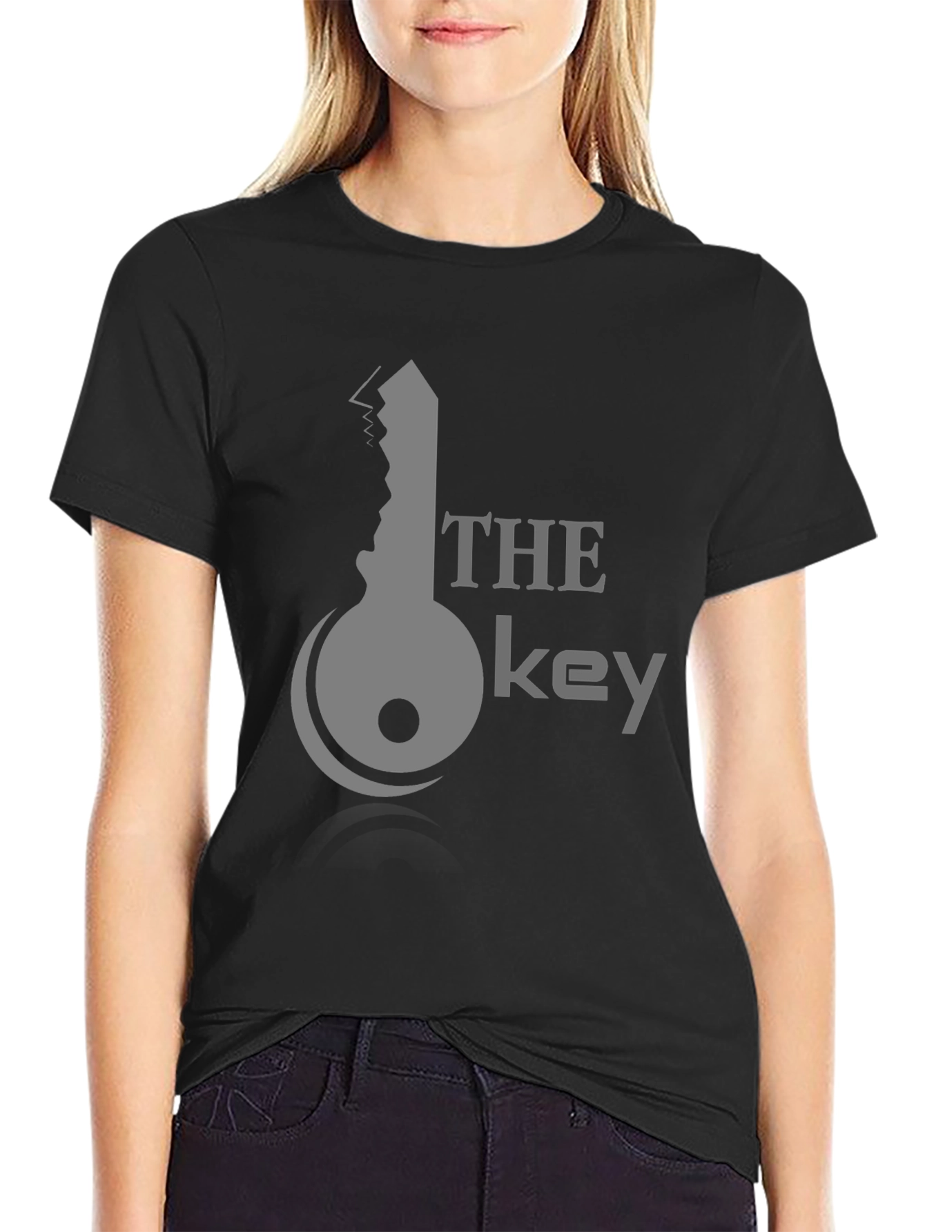 Black The Key Graphic Tee - Stylish Black Cotton T-Shirt view 2