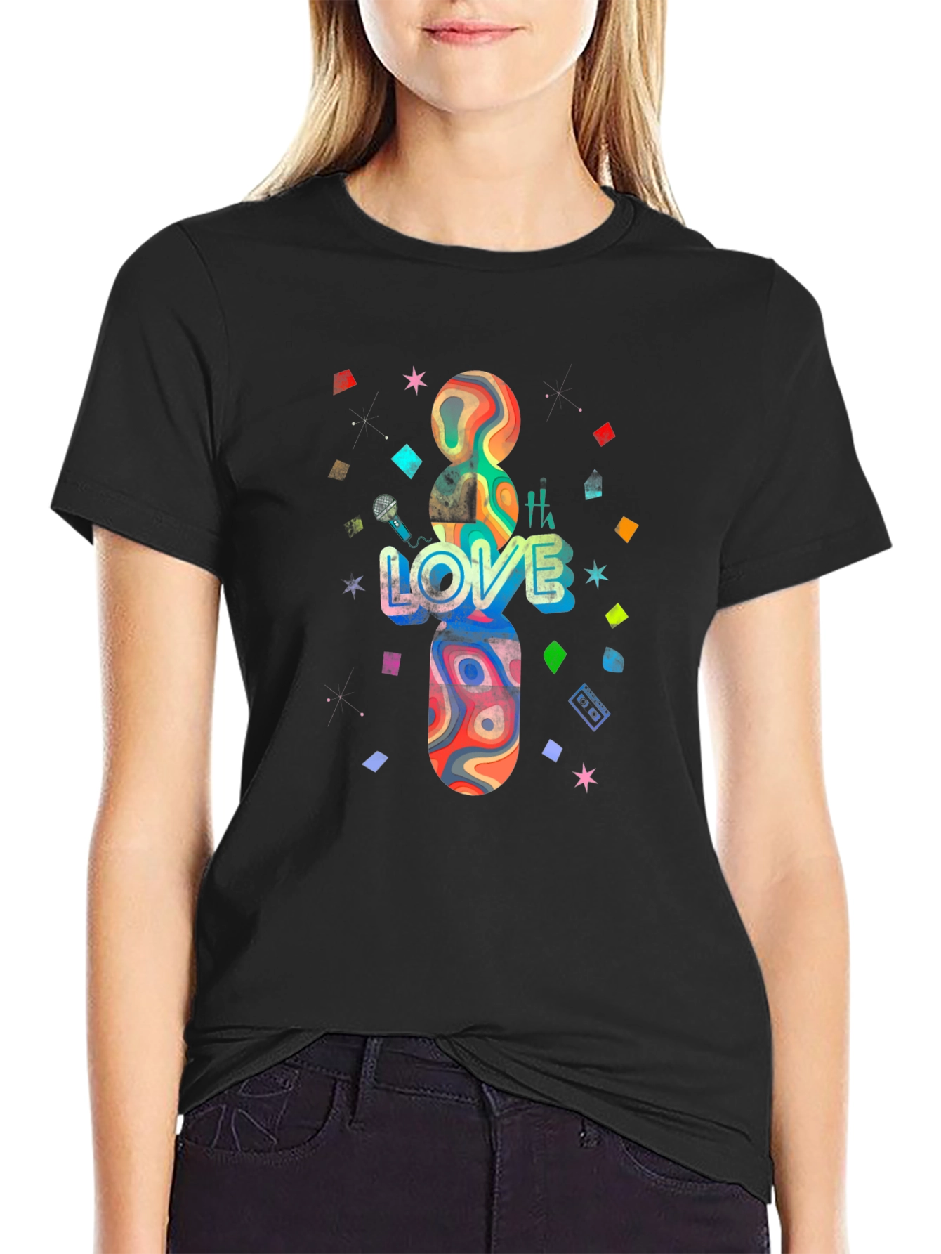 Black Love Wins T-Shirt - Abstract Design Tee view 2