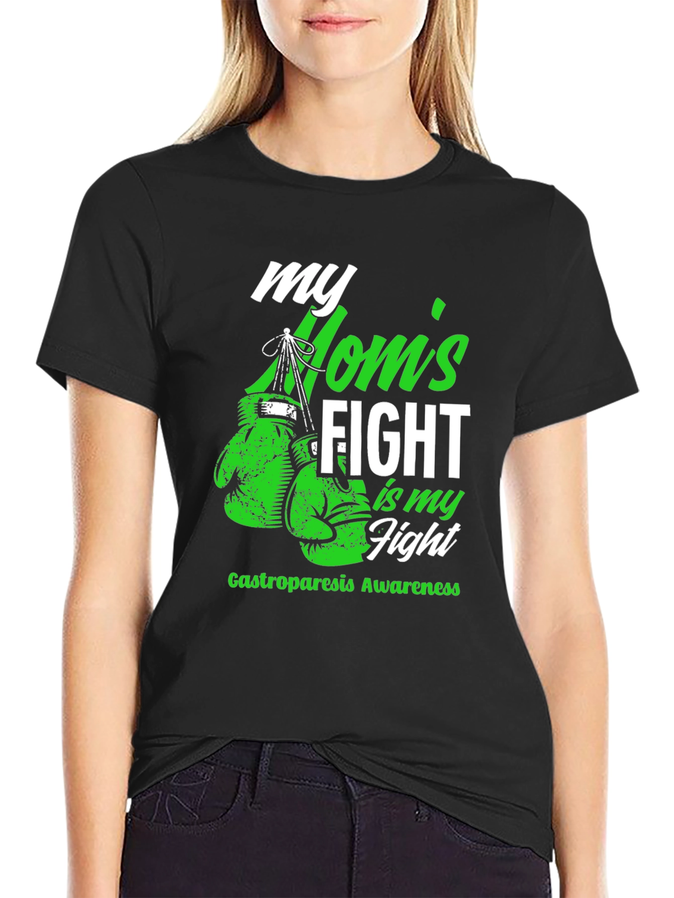 Black Mom's Fight Gastroparesis Awareness T-Shirt view 2