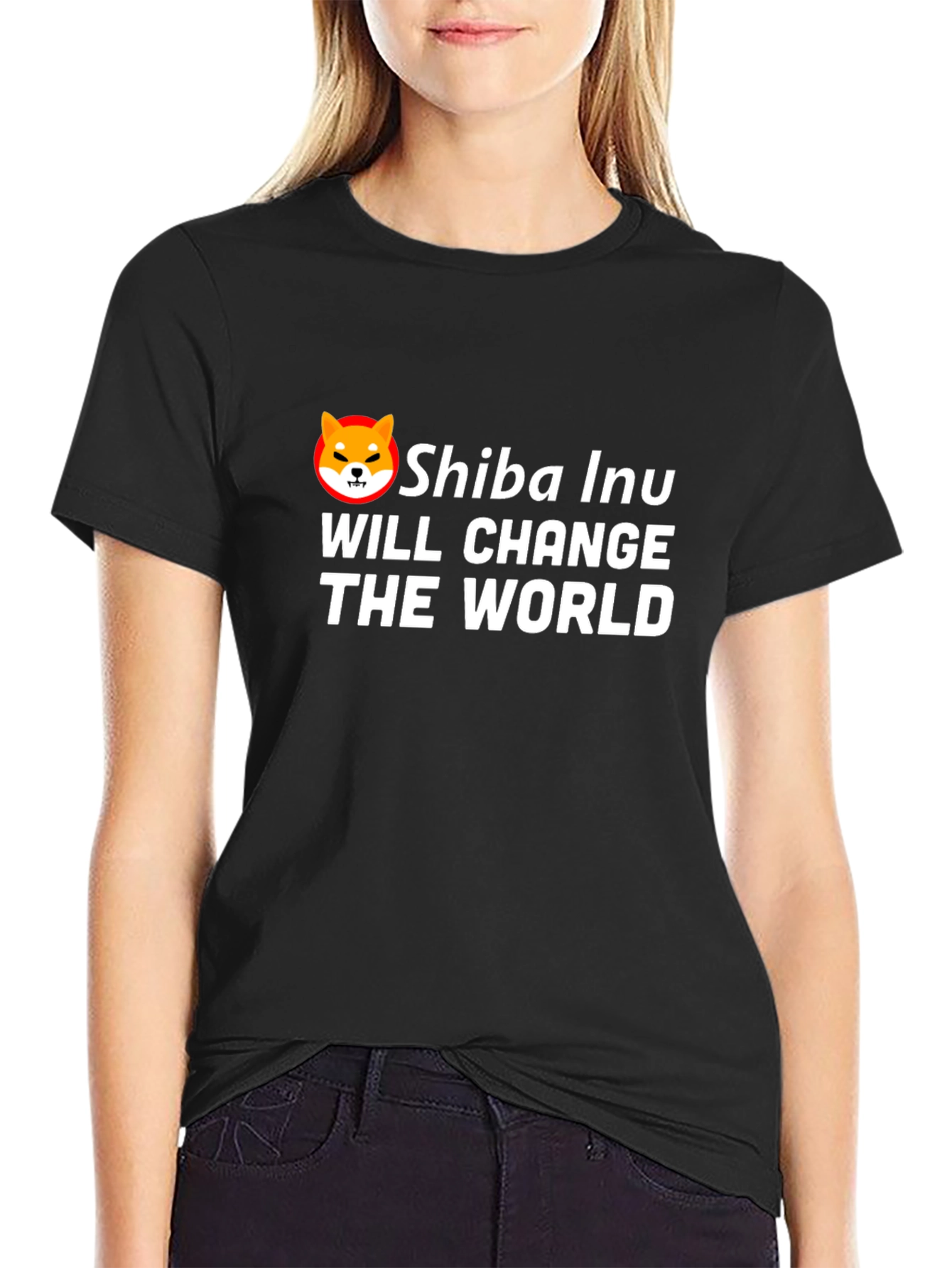 Black Shiba Inu Will Change The World Black T-Shirt view 2