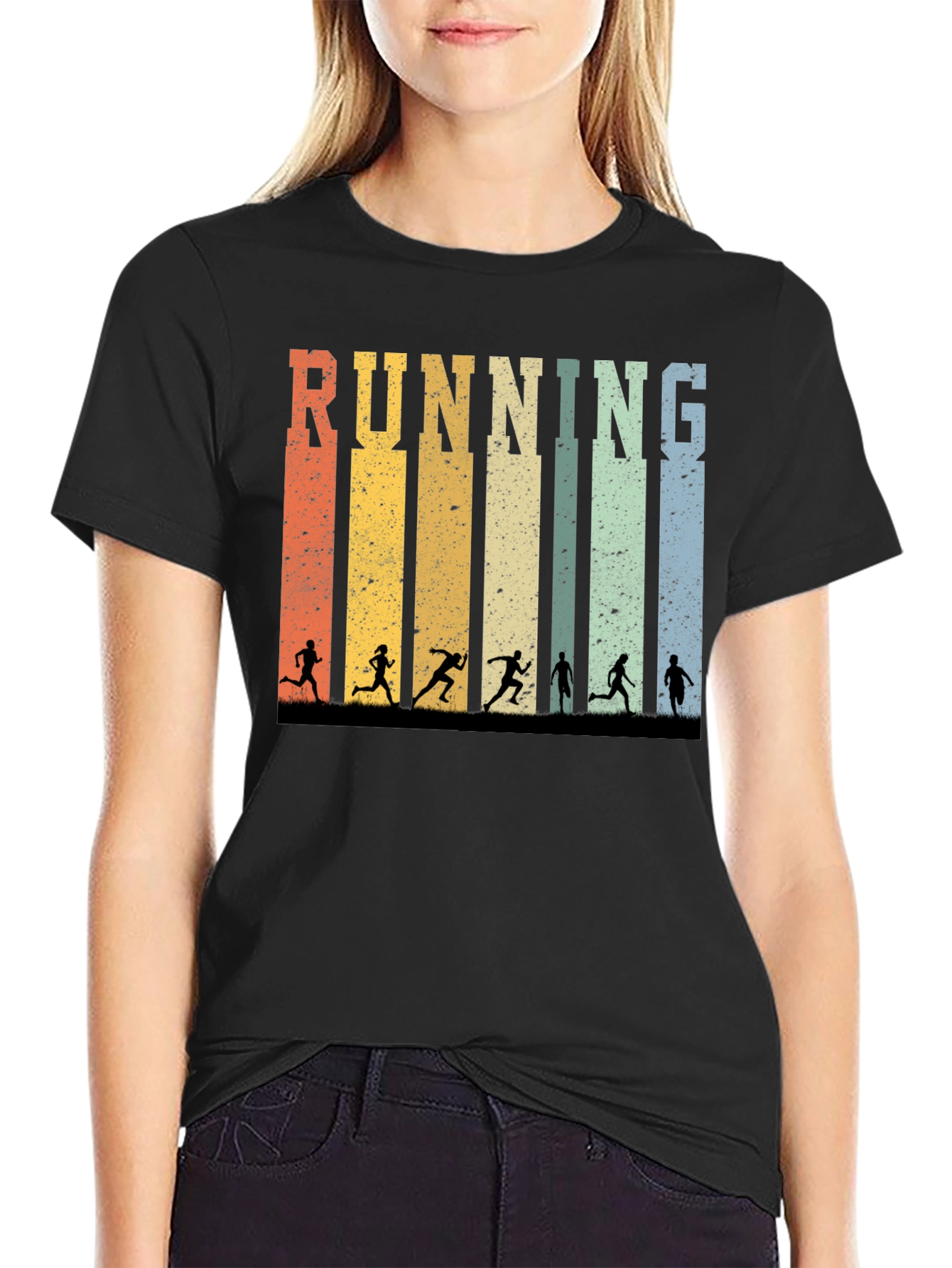Black Retro Running T-Shirt view 2