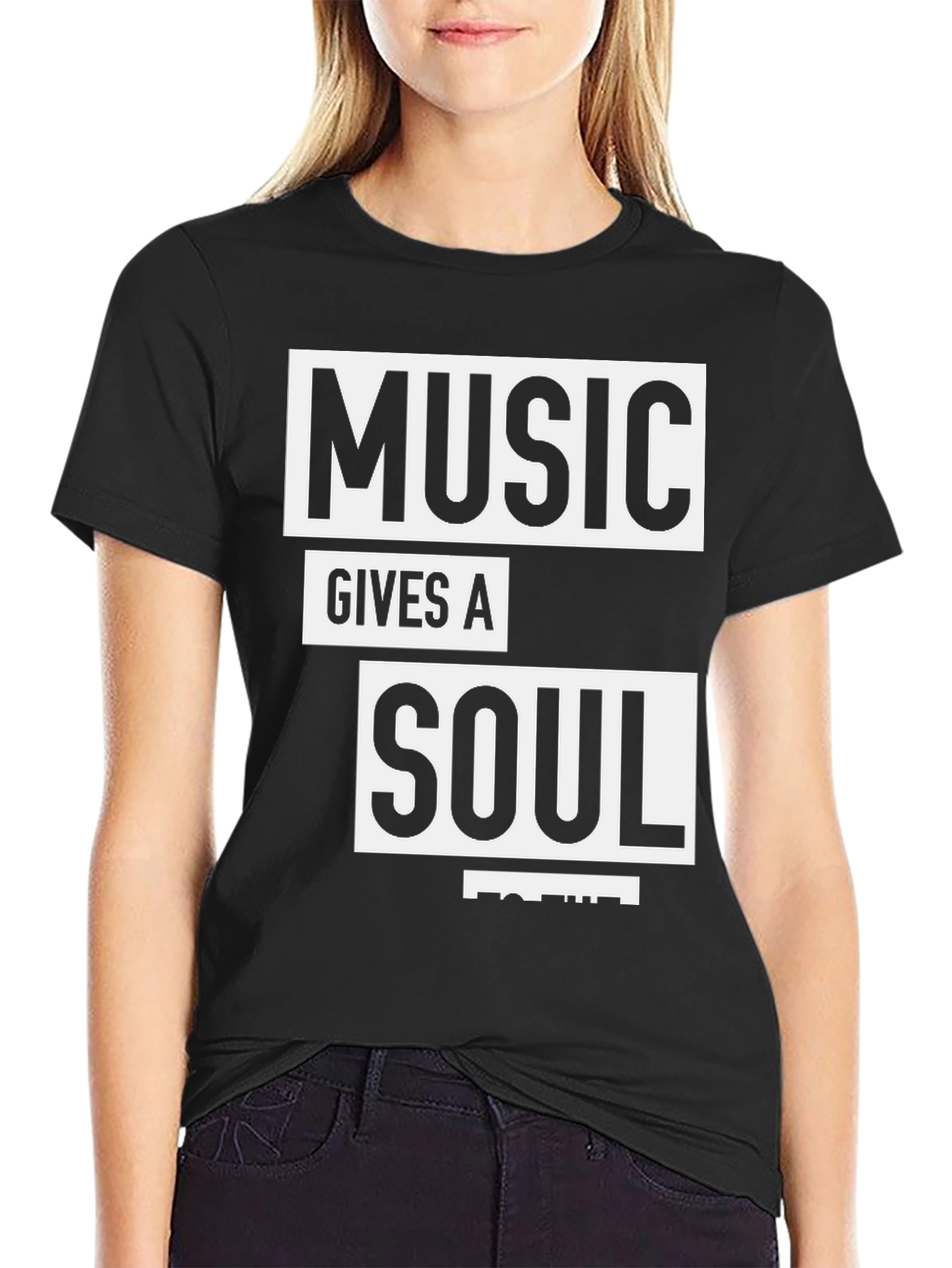 Black Music Gives A Soul Black Graphic Tee view 2