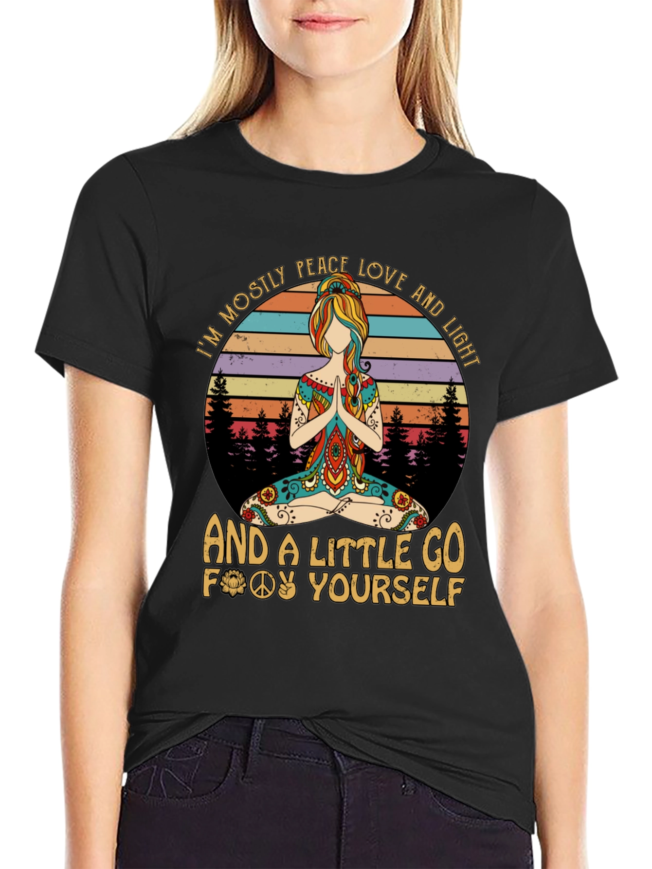 Black Peace Love Light Go Yourself T-Shirt view 2