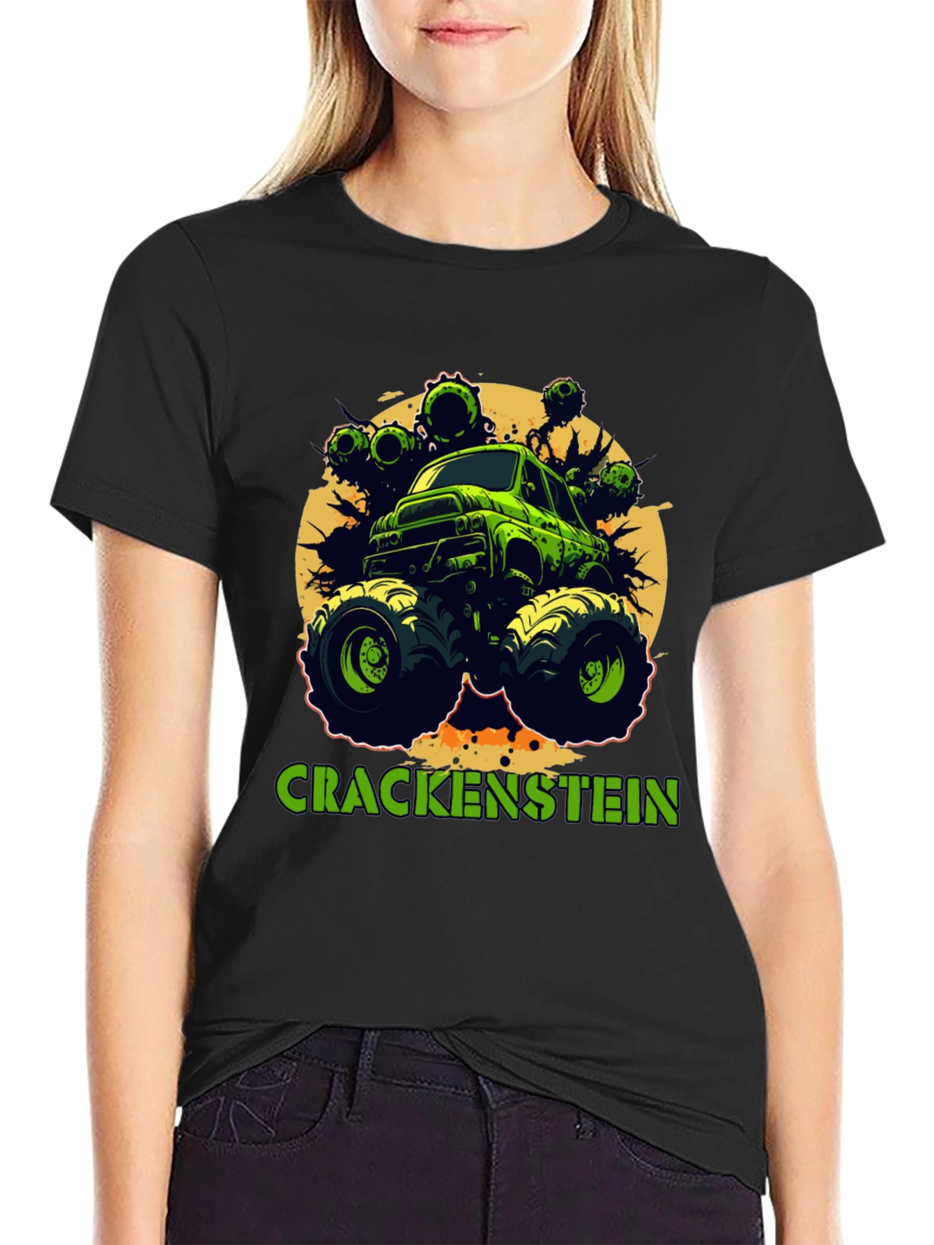 Black Crackenstein Monster Truck Graphic Tee view 2