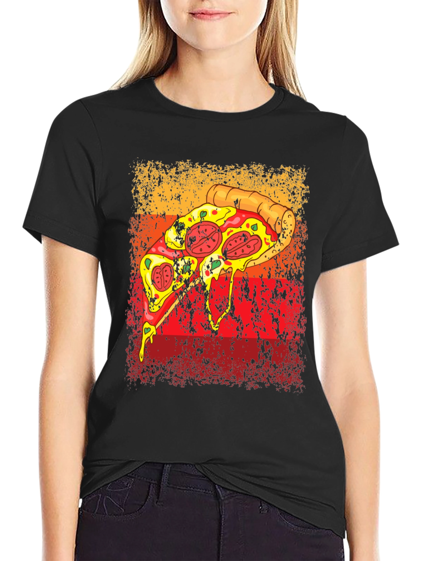 Black Pizza Graphic Tee - Retro Style view 2