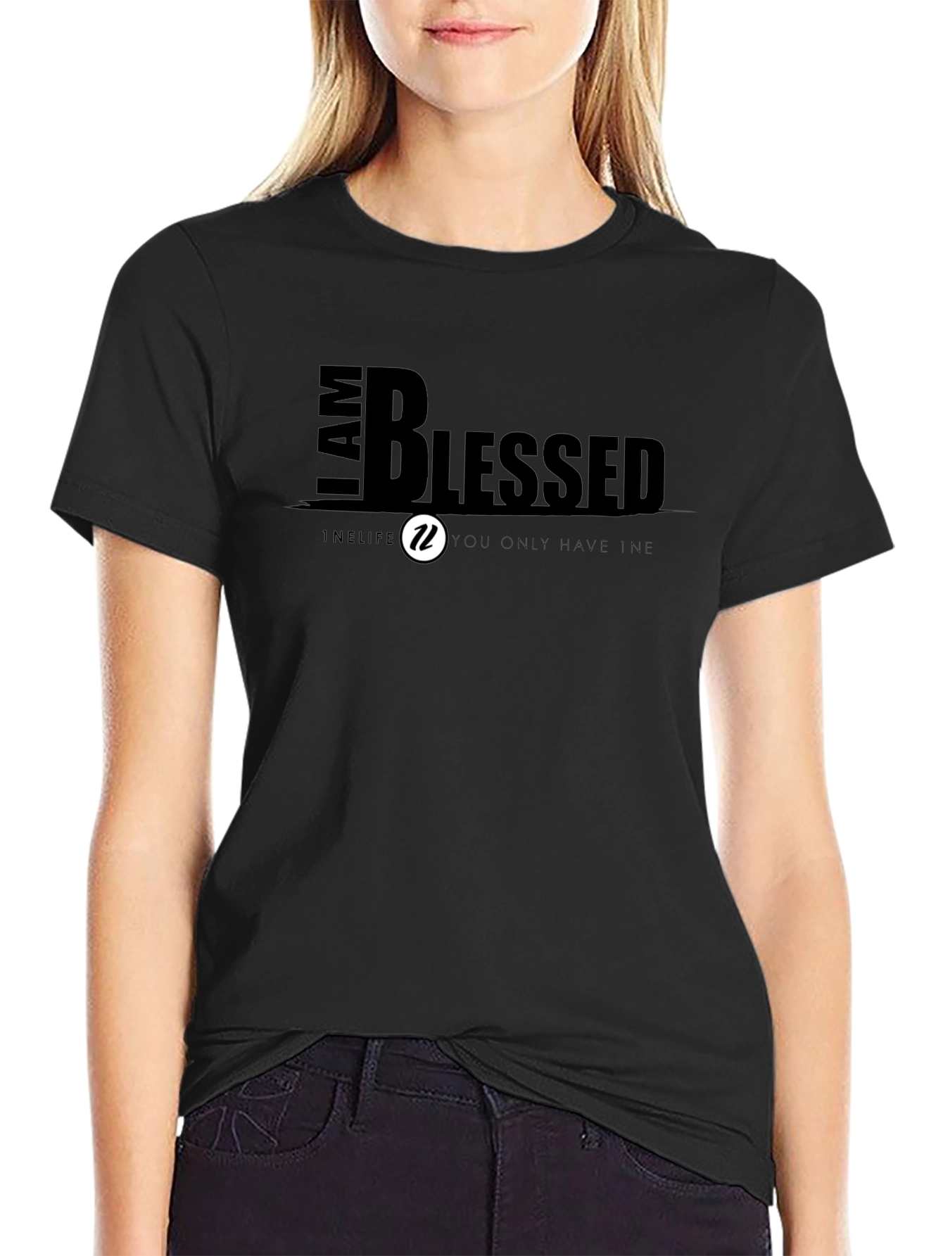 Black I AM BLESSED Graphic T-Shirt view 2