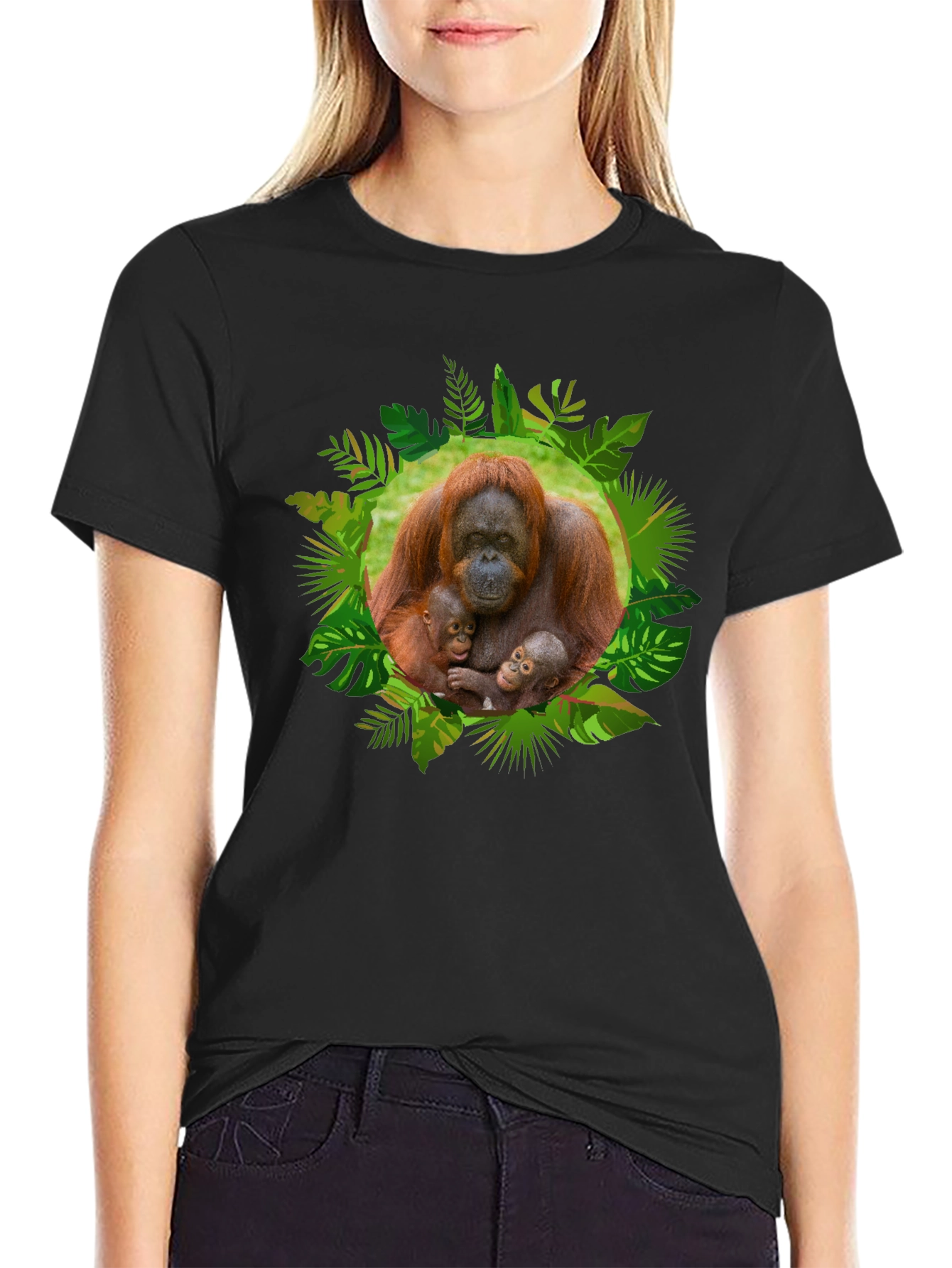 Orangutan Family Black T-Shirt - 2