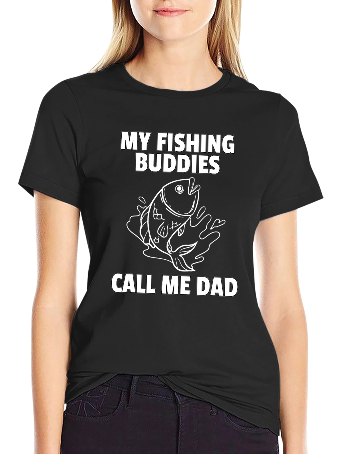 Black Fishing Buddies Dad T-Shirt - Angler Father's Day Gift view 2