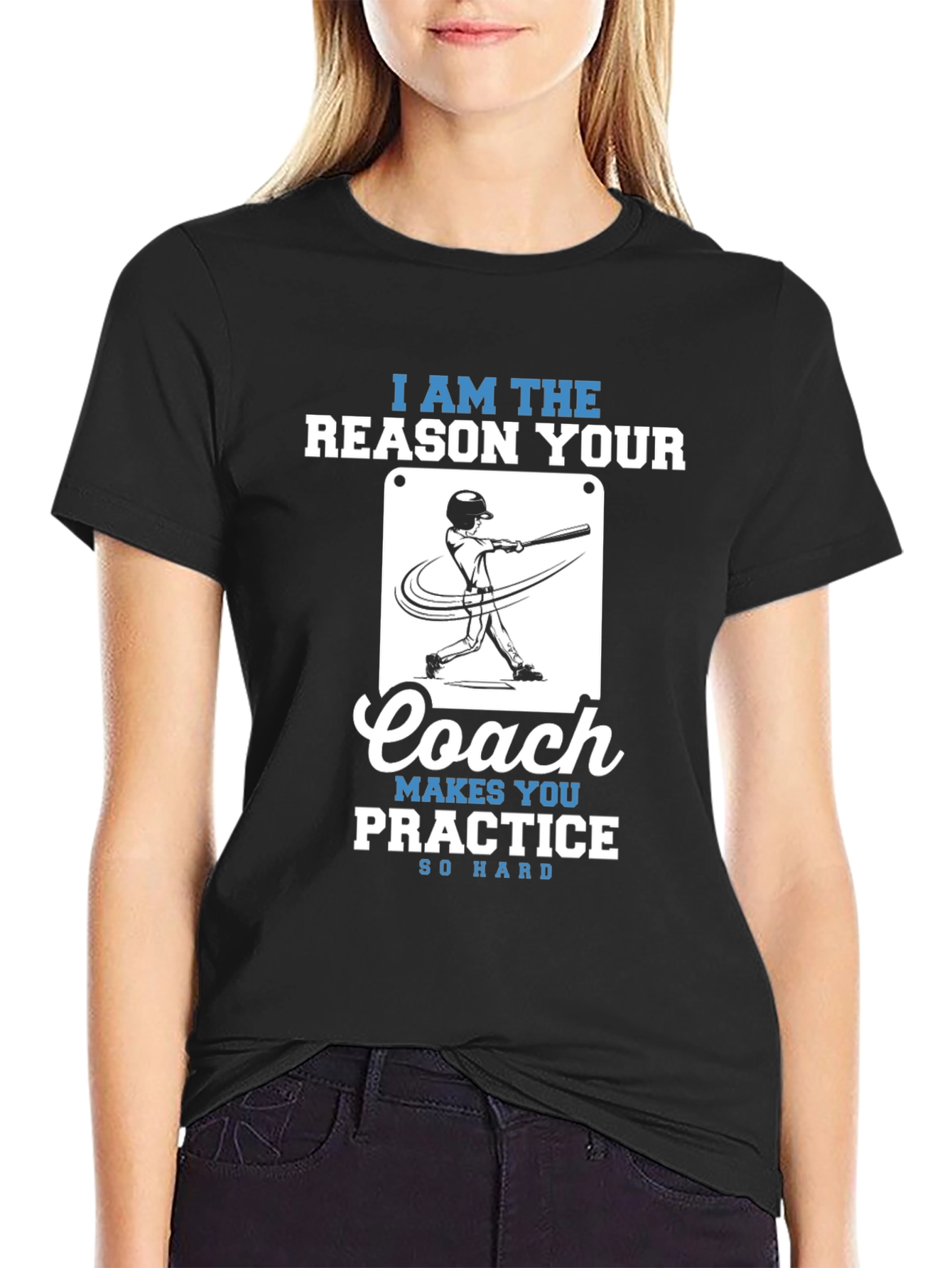 Black Baseball Coach T-Shirt - Practice So Hard view 2
