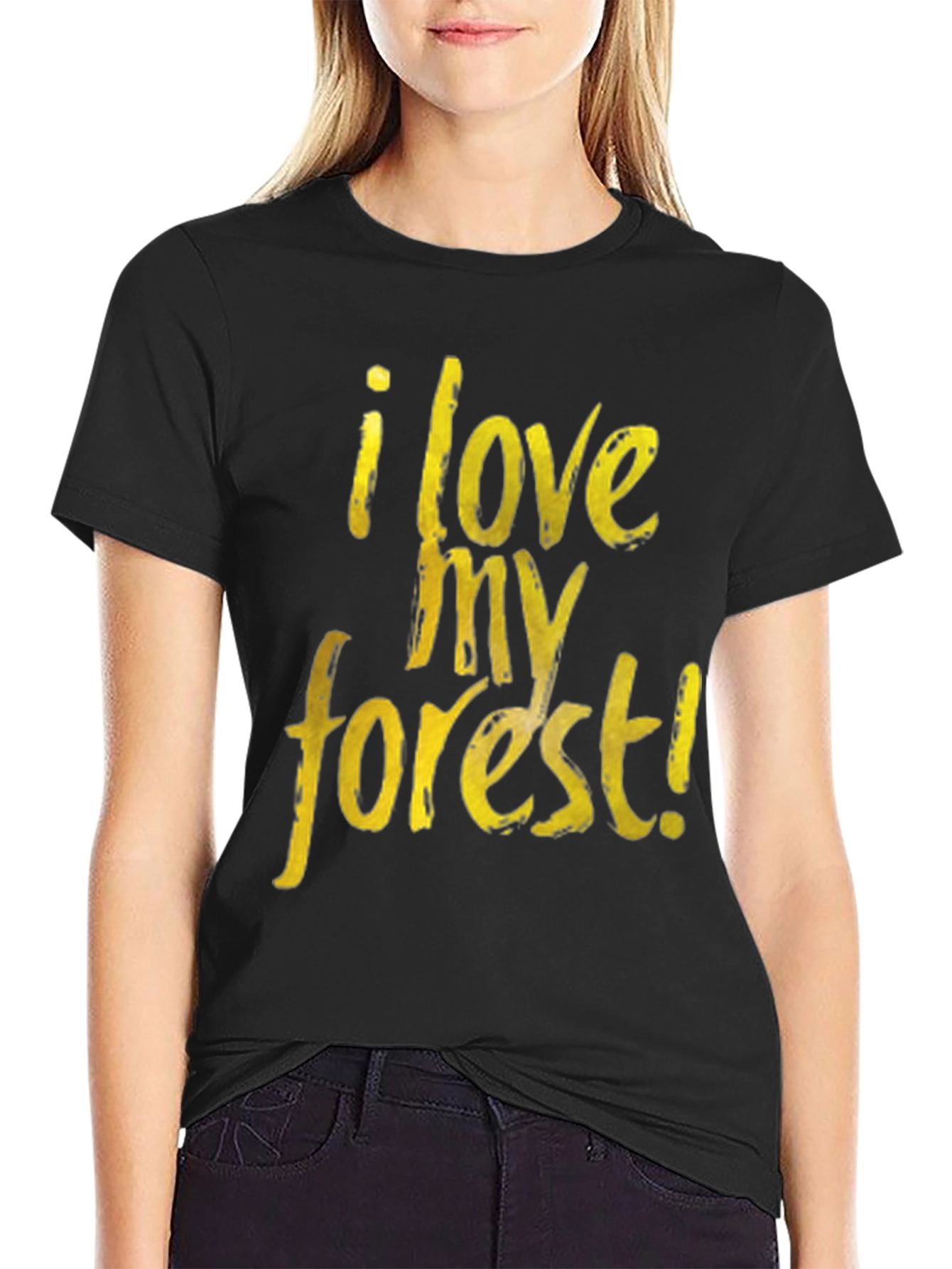 Black I Love My Forest Black Graphic T-Shirt view 2
