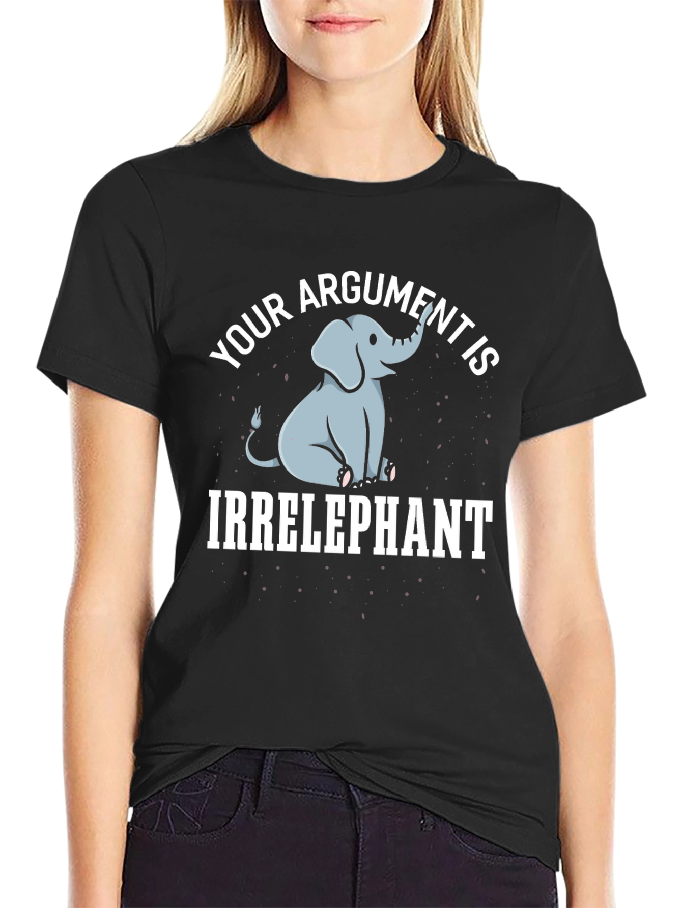 Black Irrelephant Graphic Tee - Funny Elephant Argument T-Shirt view 2