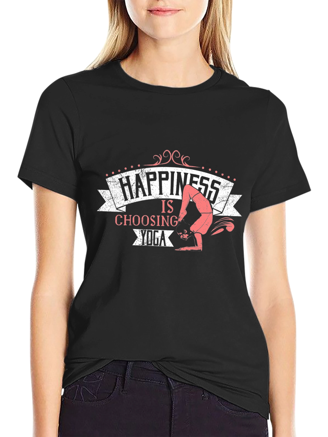 Black Happiness is Choosing Yoga Black Graphic Tee view 2