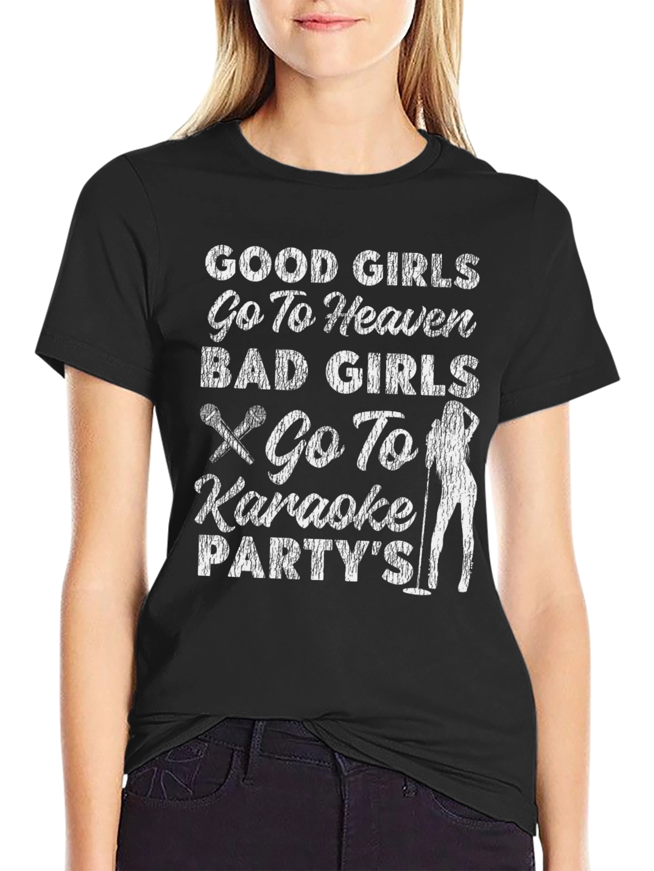 Black Good Girls Karaoke Party T-Shirt view 2
