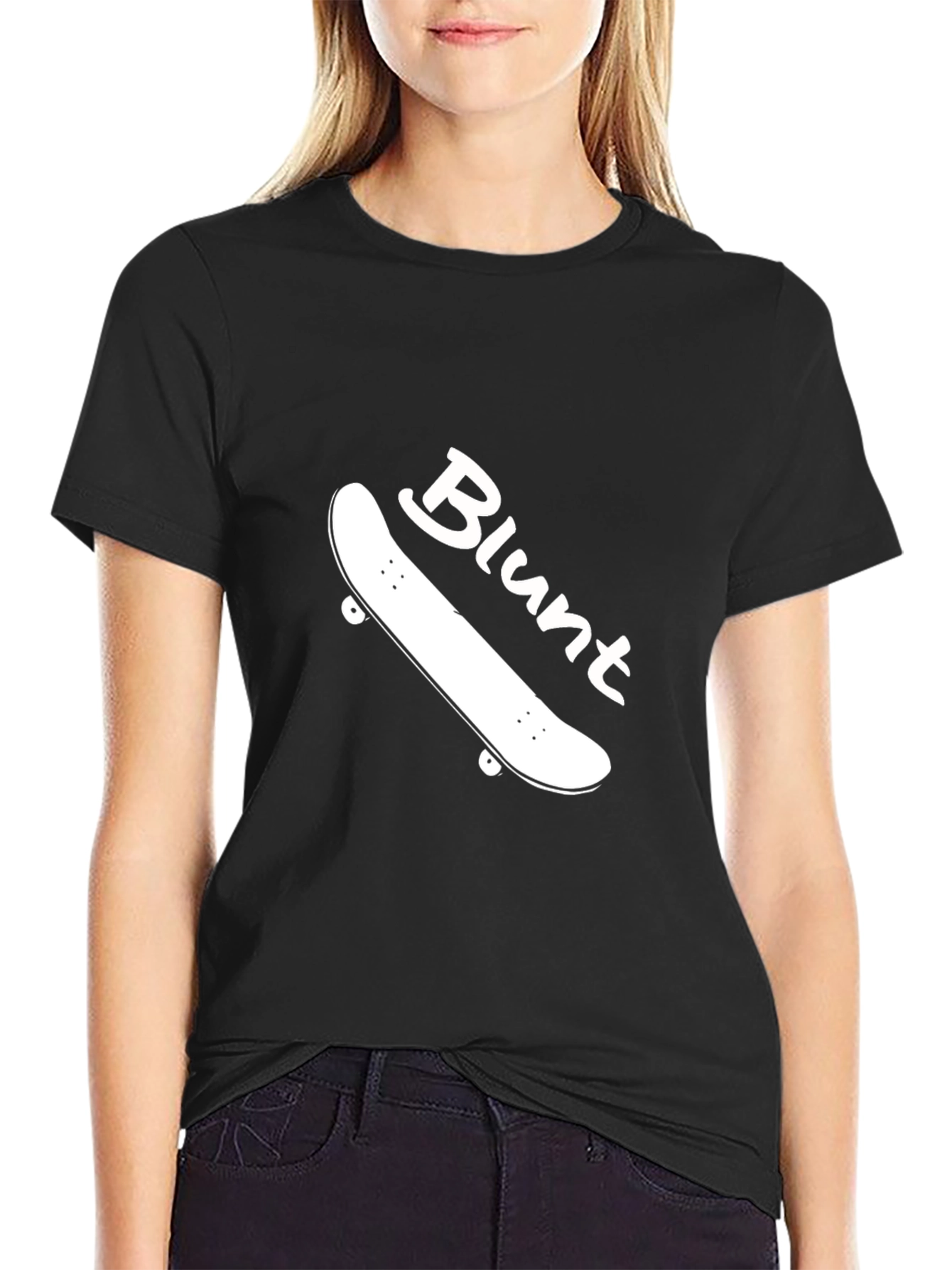 Black Blunt Skateboard T-Shirt - Black Cotton Tee view 2