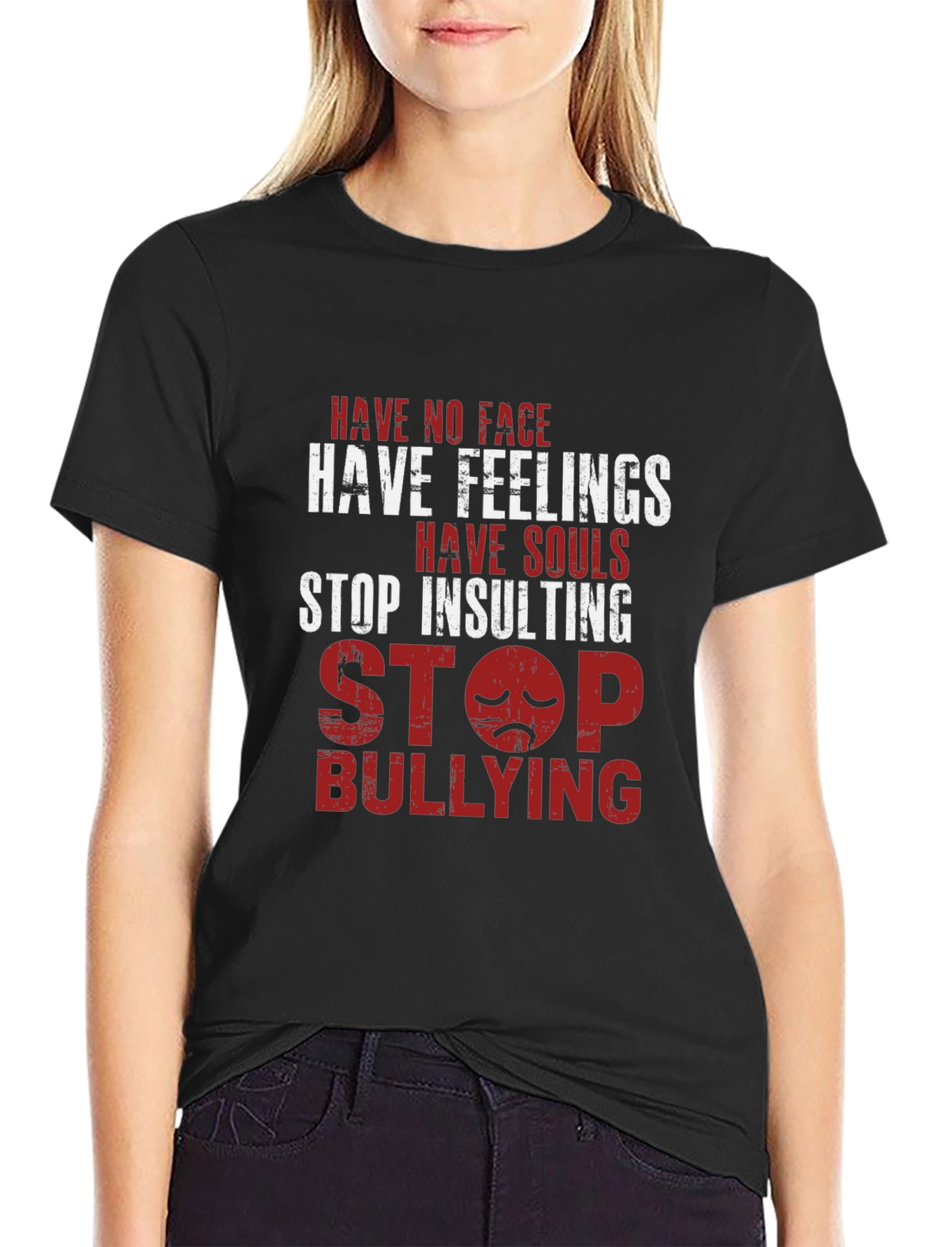 Black Stop Bullying Graphic Tee - Black Casual T-Shirt view 2