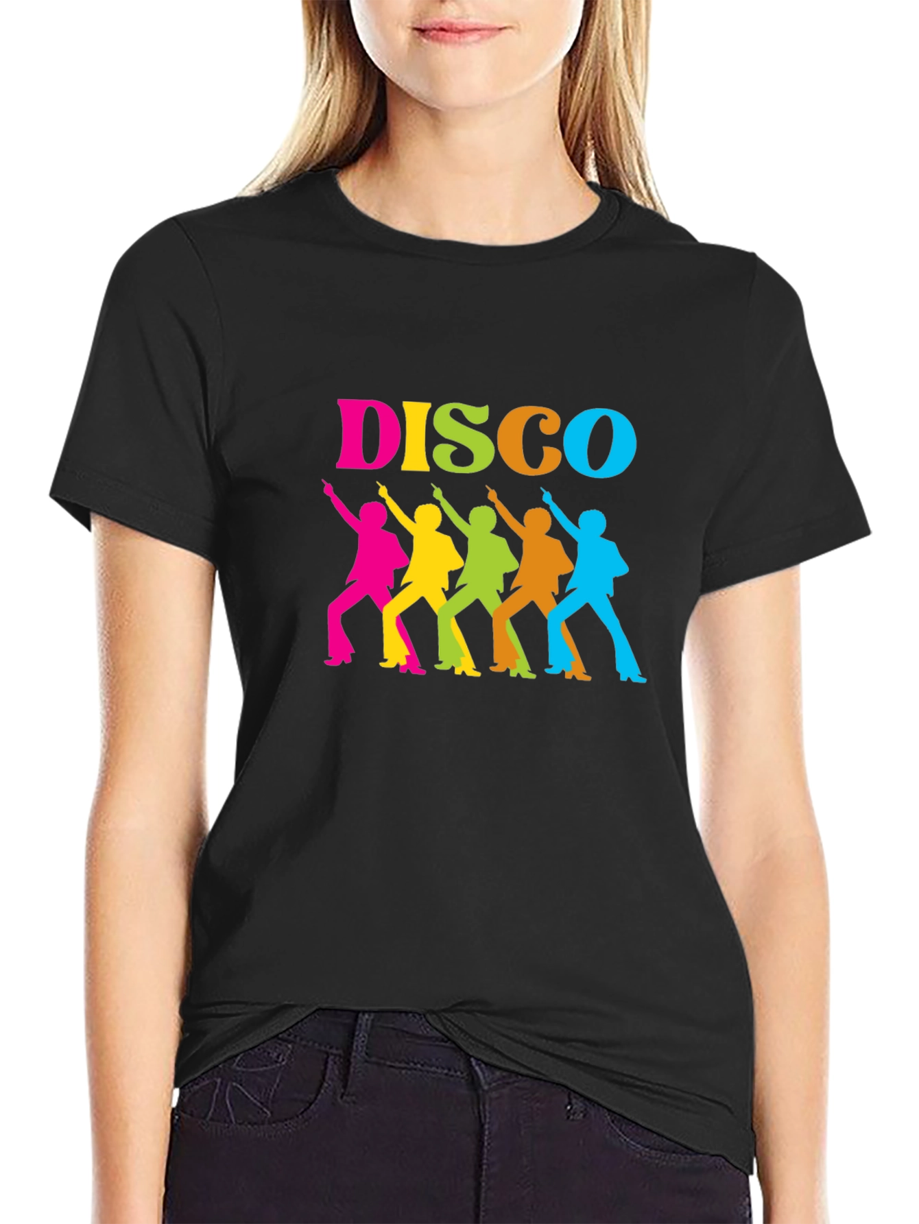Black Retro Disco Dance T-Shirt - Groovy Party Tee view 2
