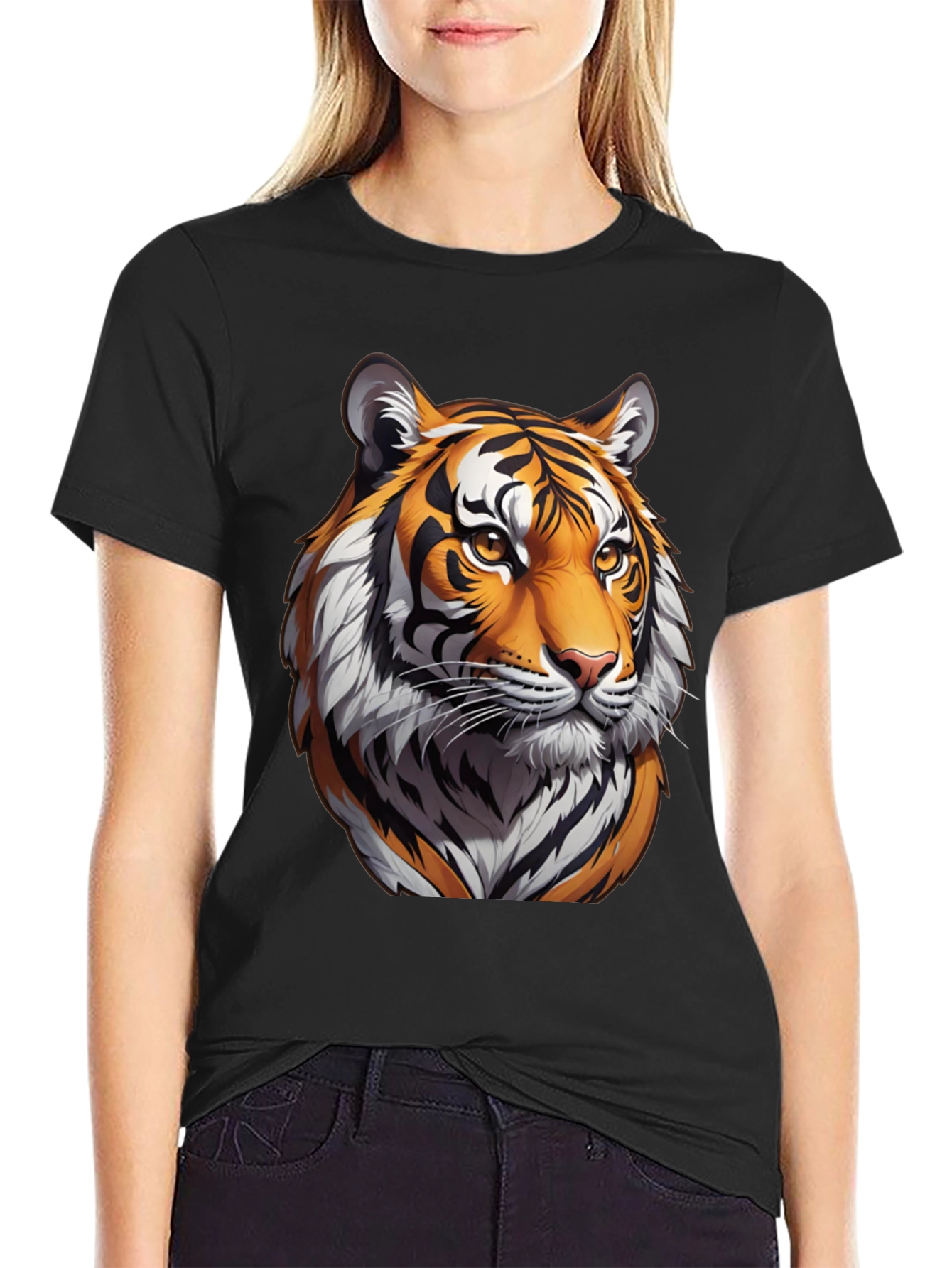Black Tiger Graphic Black T-Shirt view 2