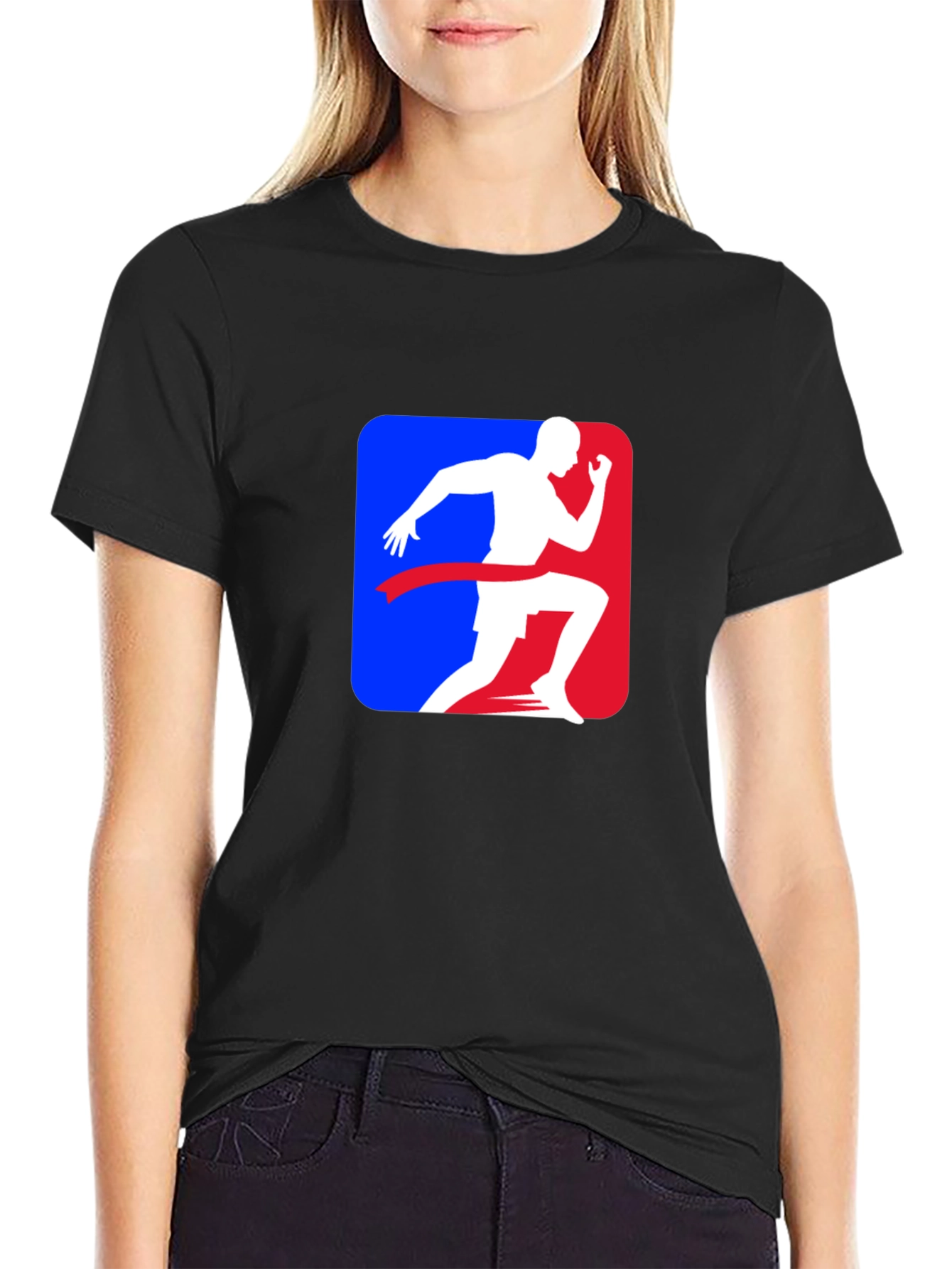 Black Runner's Finish Line Graphic Tee - Black Cotton Blend Shirt view 2