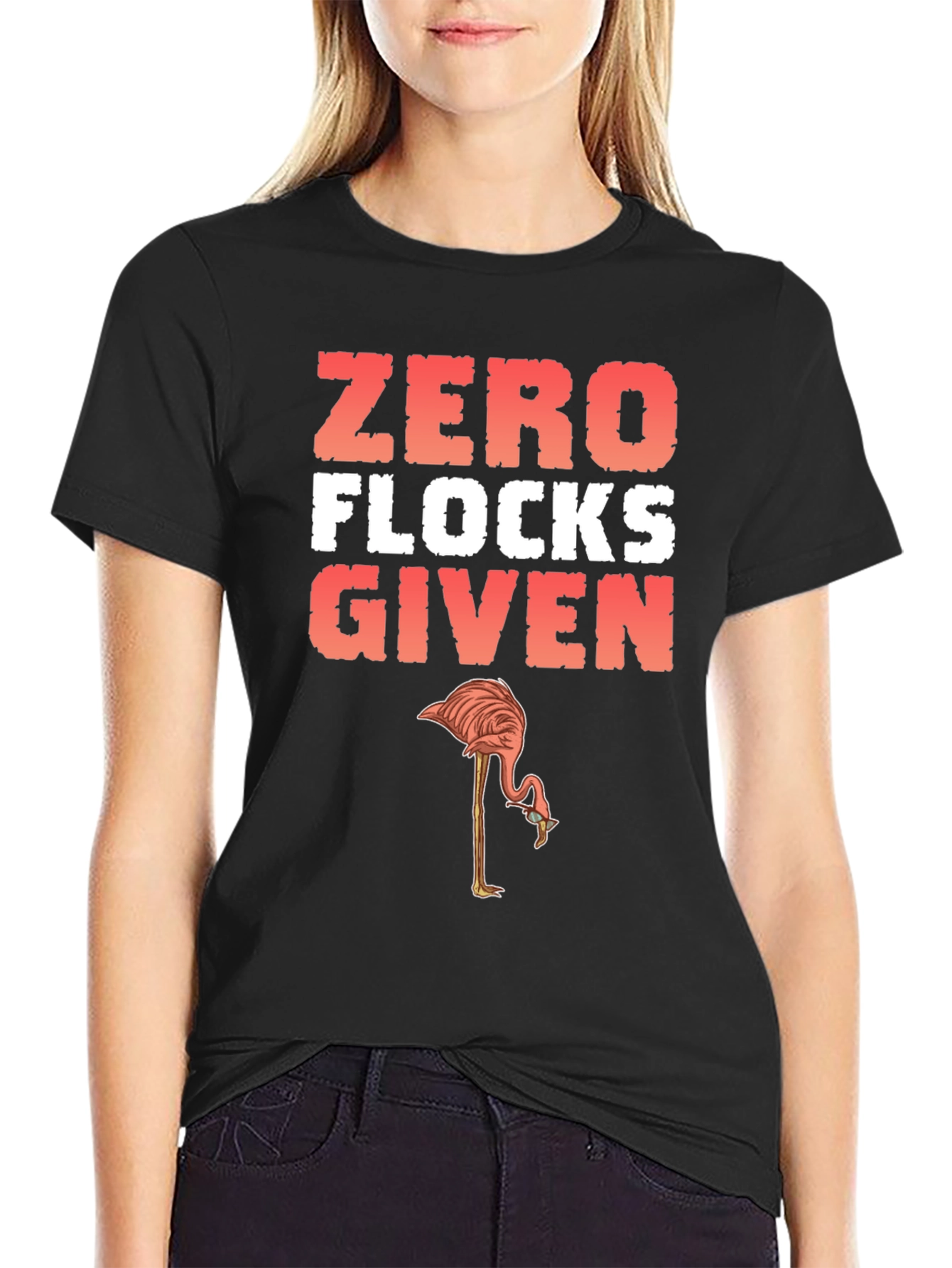 Black Zero Flocks Given Flamingo Graphic Tee view 2
