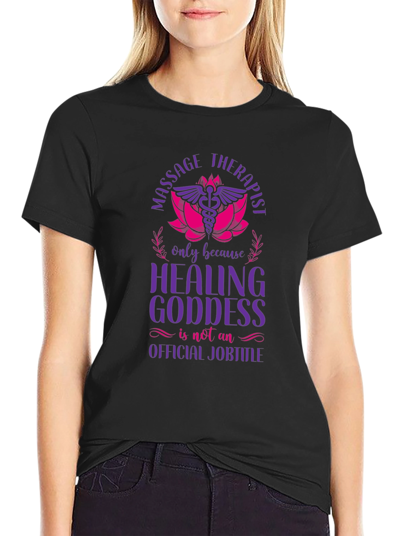 Black Massage Therapist Healing Goddess Graphic T-Shirt view 2