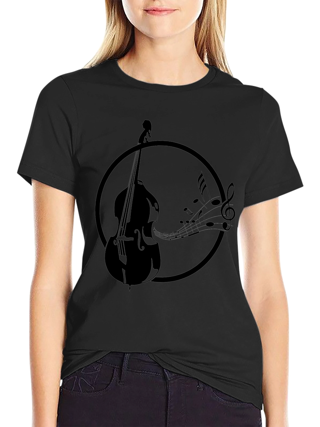 Black Bass Guitar Music T-Shirt - Black view 2