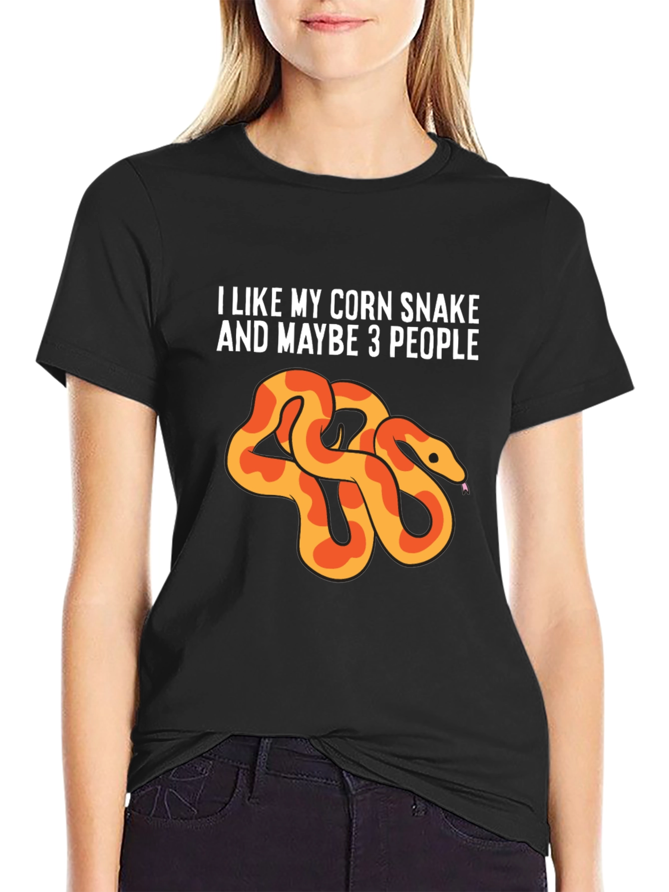 Black Corn Snake Lover Tee - I Like My Corn Snake & Maybe 3 People view 2