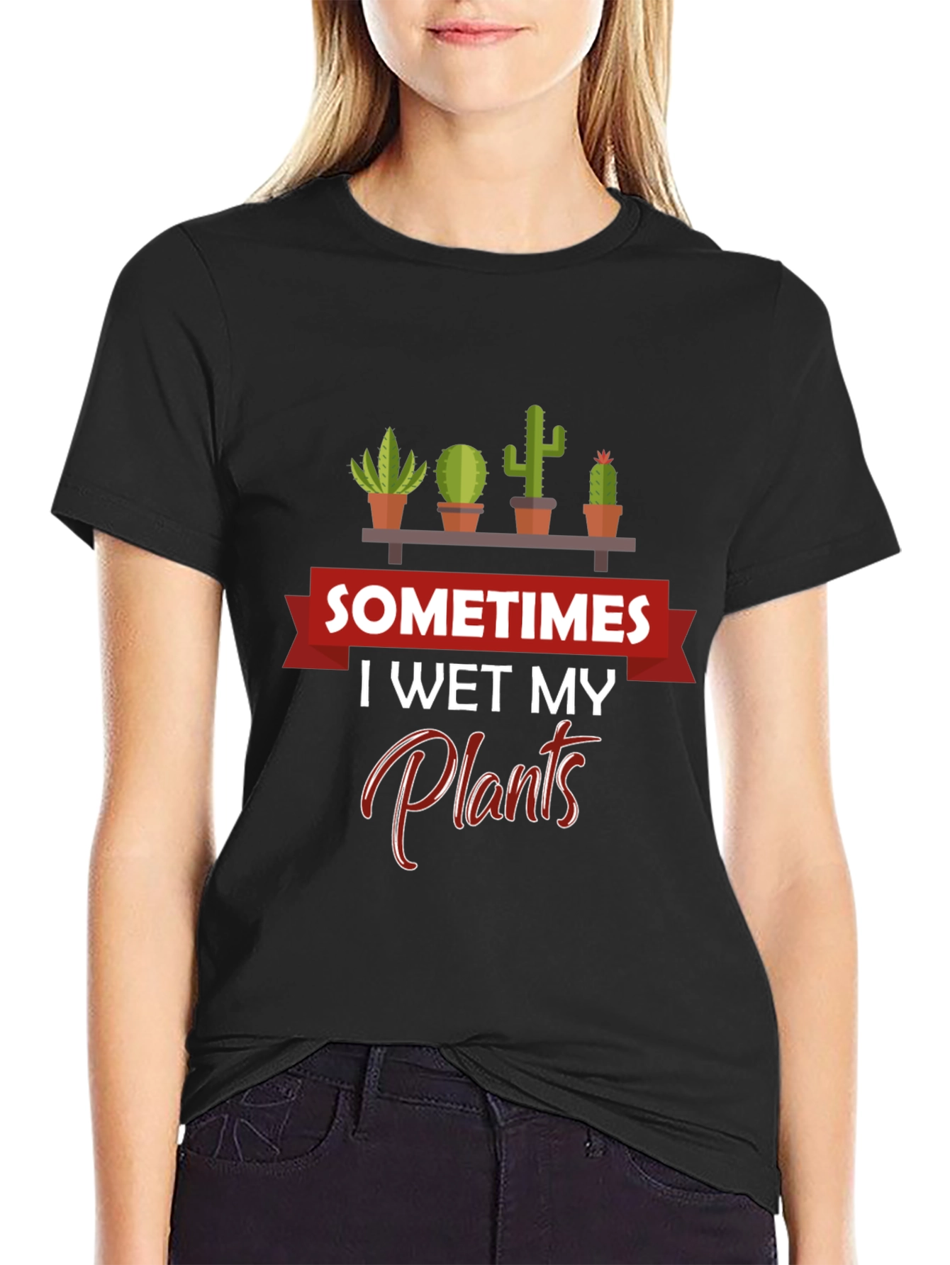 Black Sometimes I Wet My Plants Graphic Tee view 2