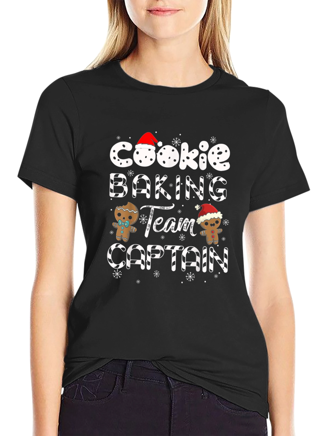 Black Cookie Baking Team Captain Holiday T-Shirt view 2