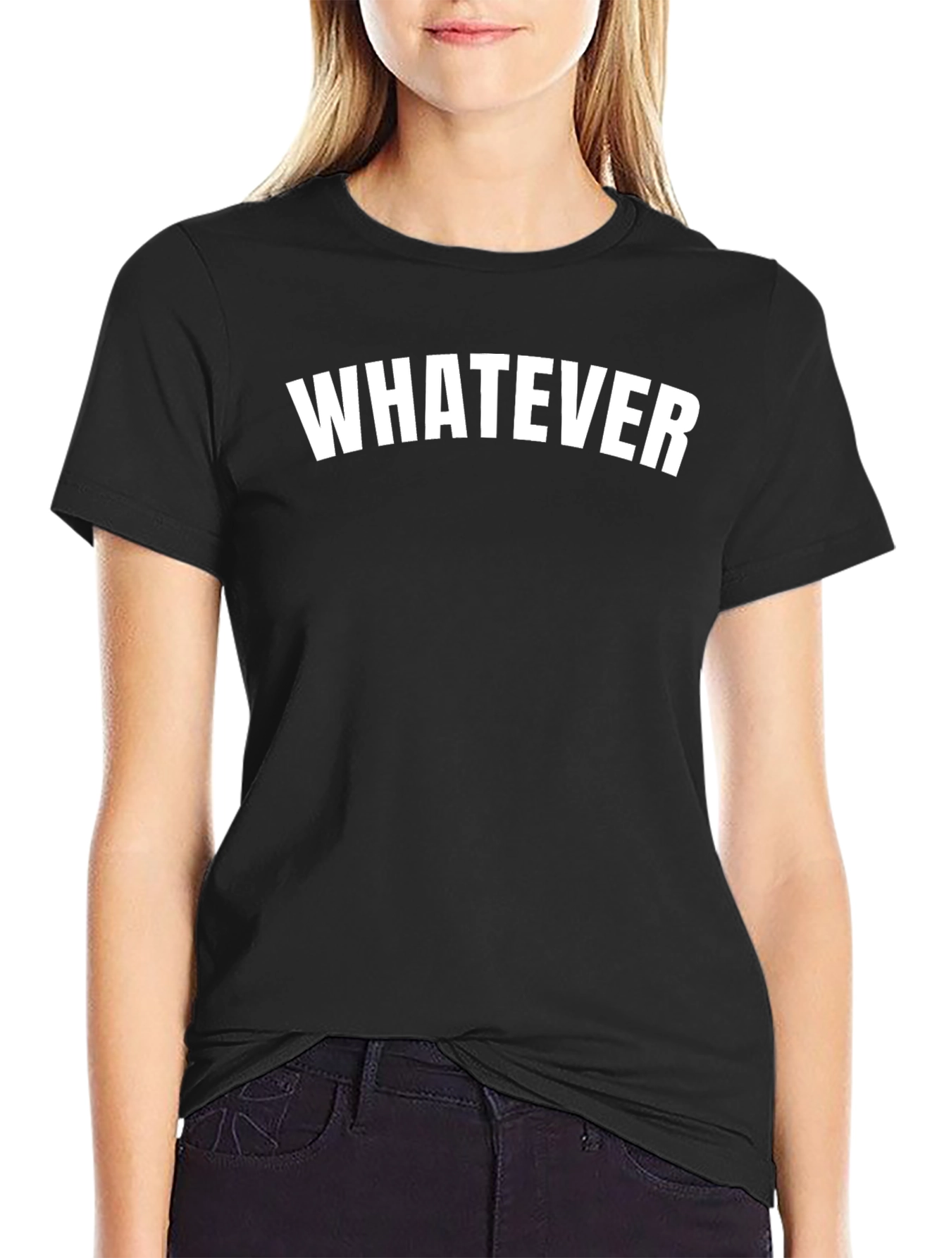 Black Whatever Graphic T-Shirt - Casual Cotton Tee view 2