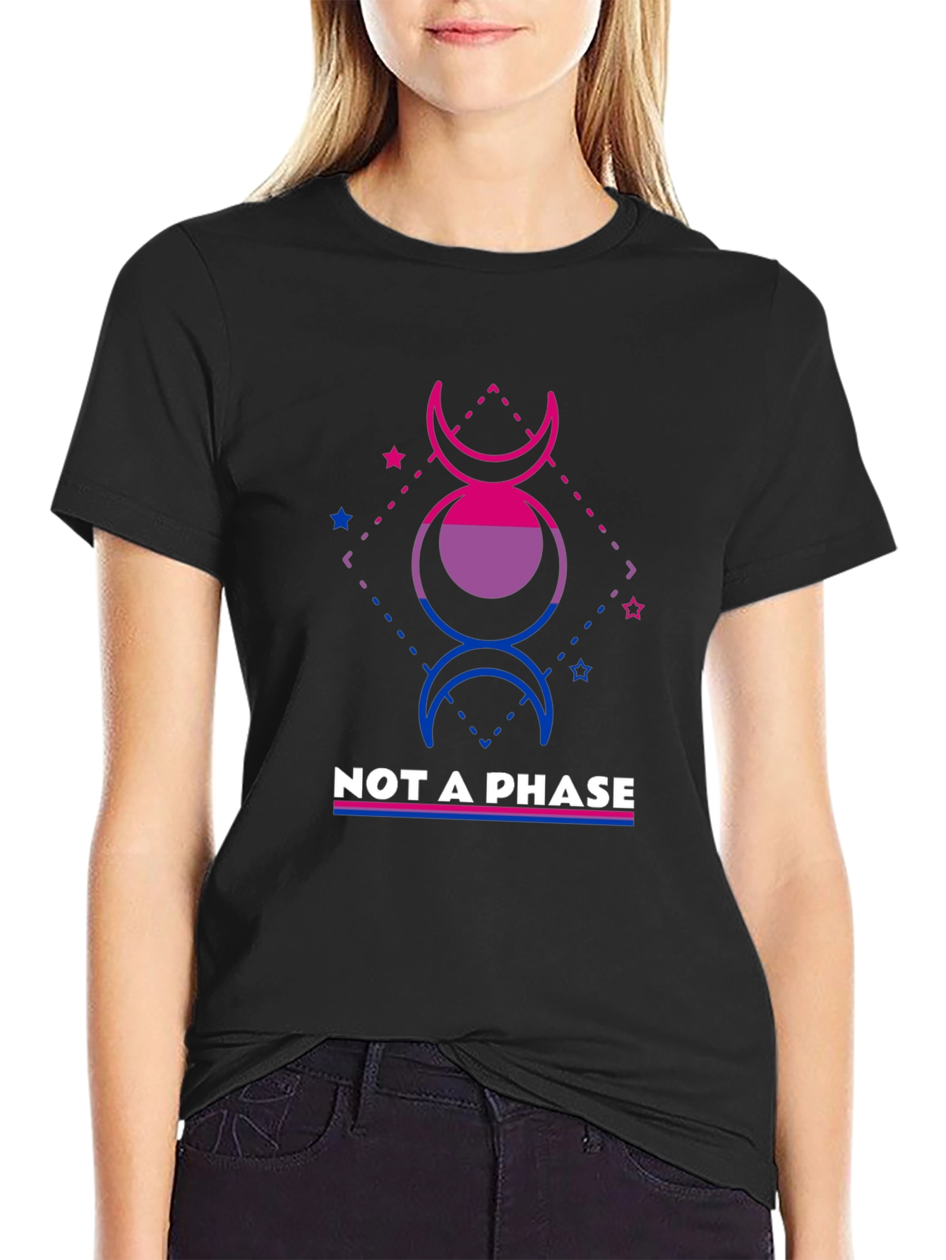 Black Bisexual Pride T-Shirt - Not A Phase - Bi LGBTQ view 2