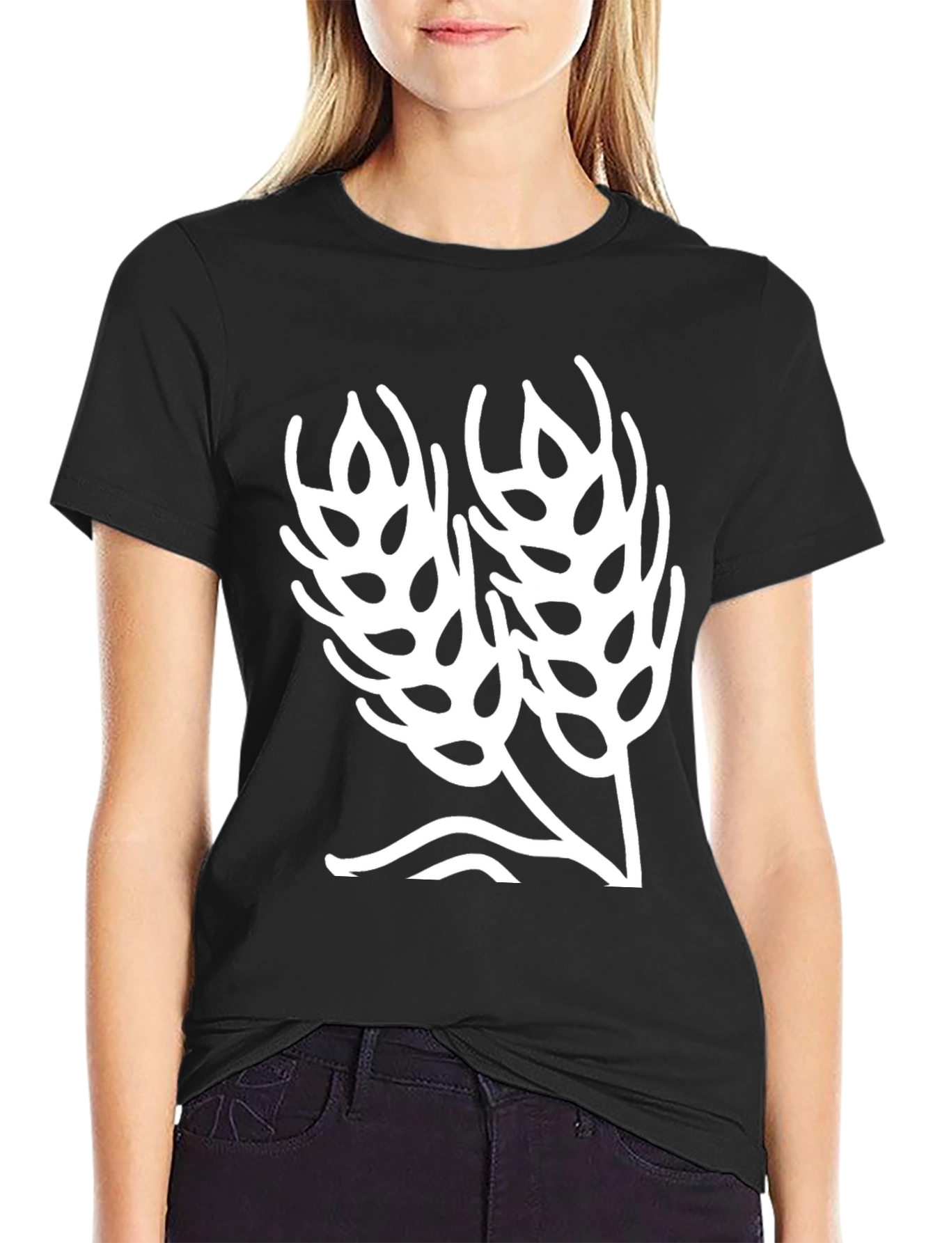 Black Wheat Graphic Black T-Shirt view 2