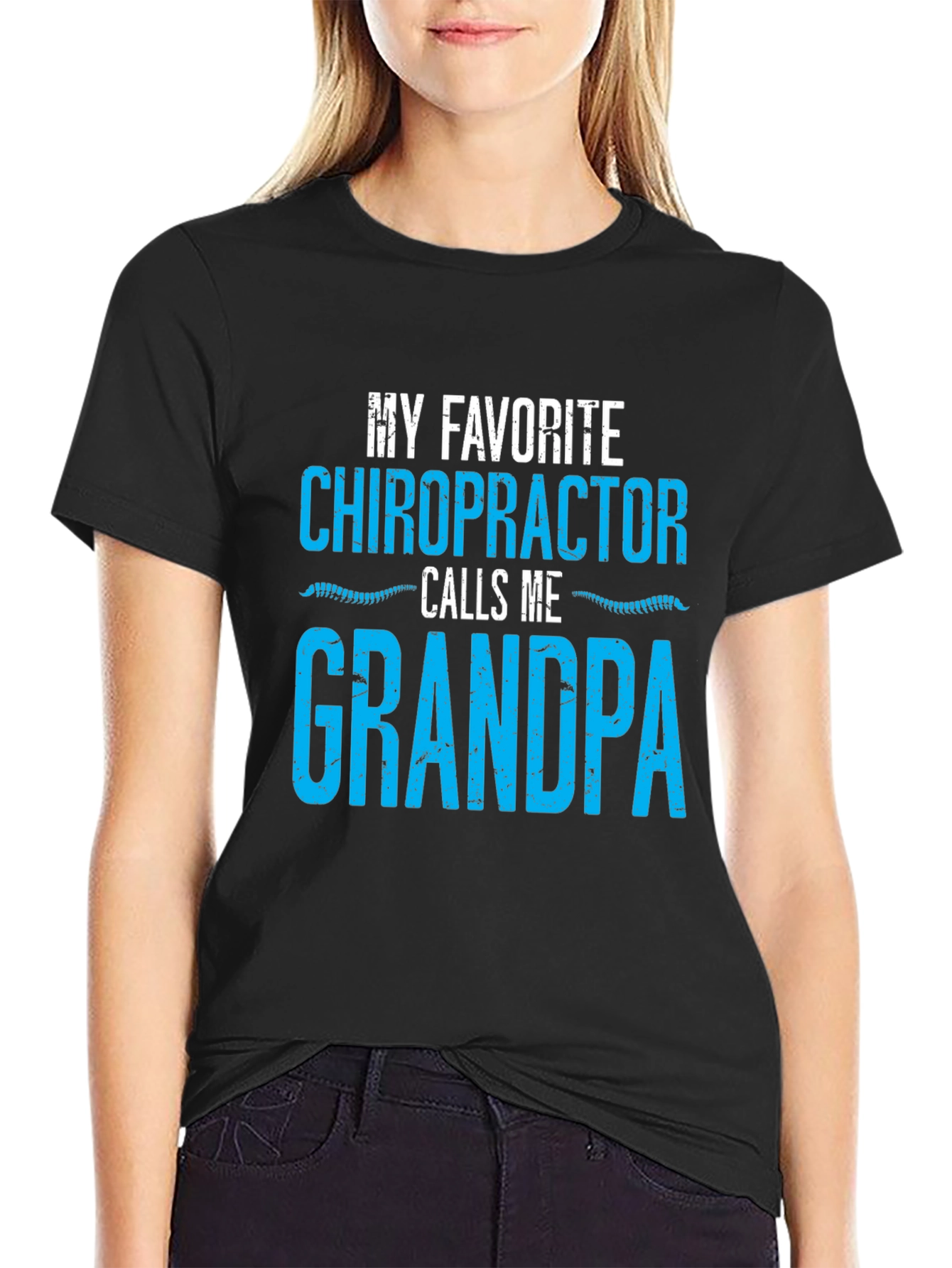 Black Chiropractor Grandpa T-Shirt Funny Gift view 2