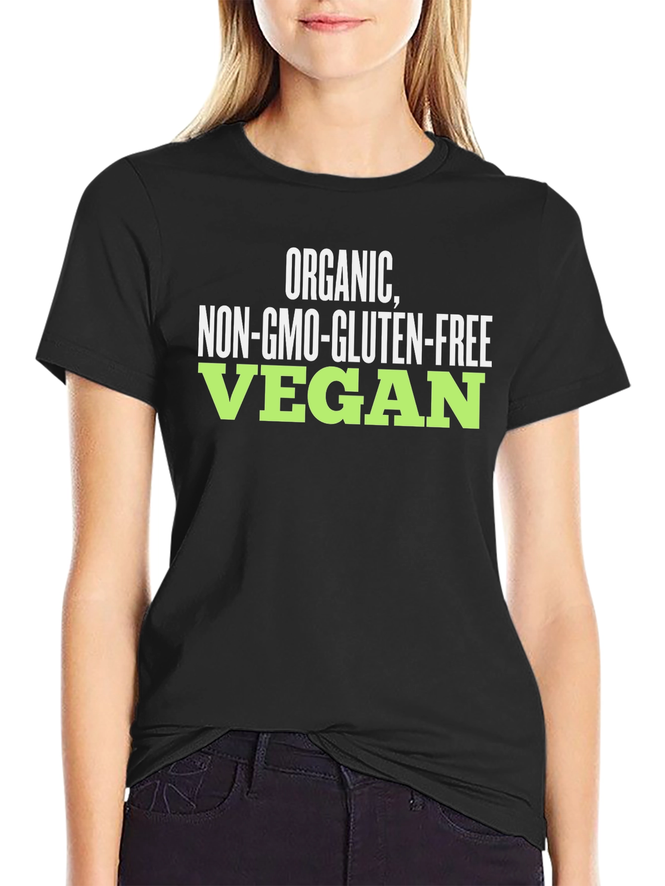 Black Organic Vegan T-Shirt - Non-GMO, Gluten-Free view 2