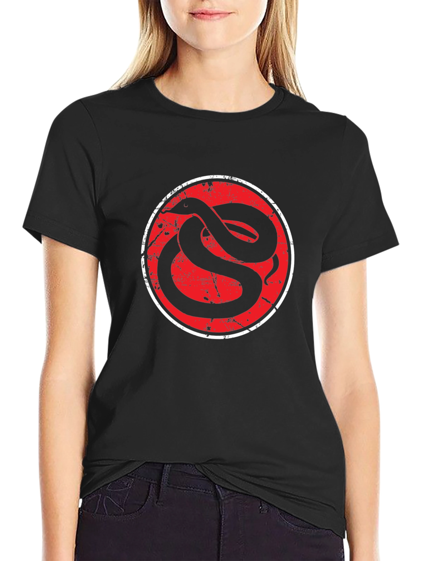 Black Snake Emblem Black Graphic Tee view 2