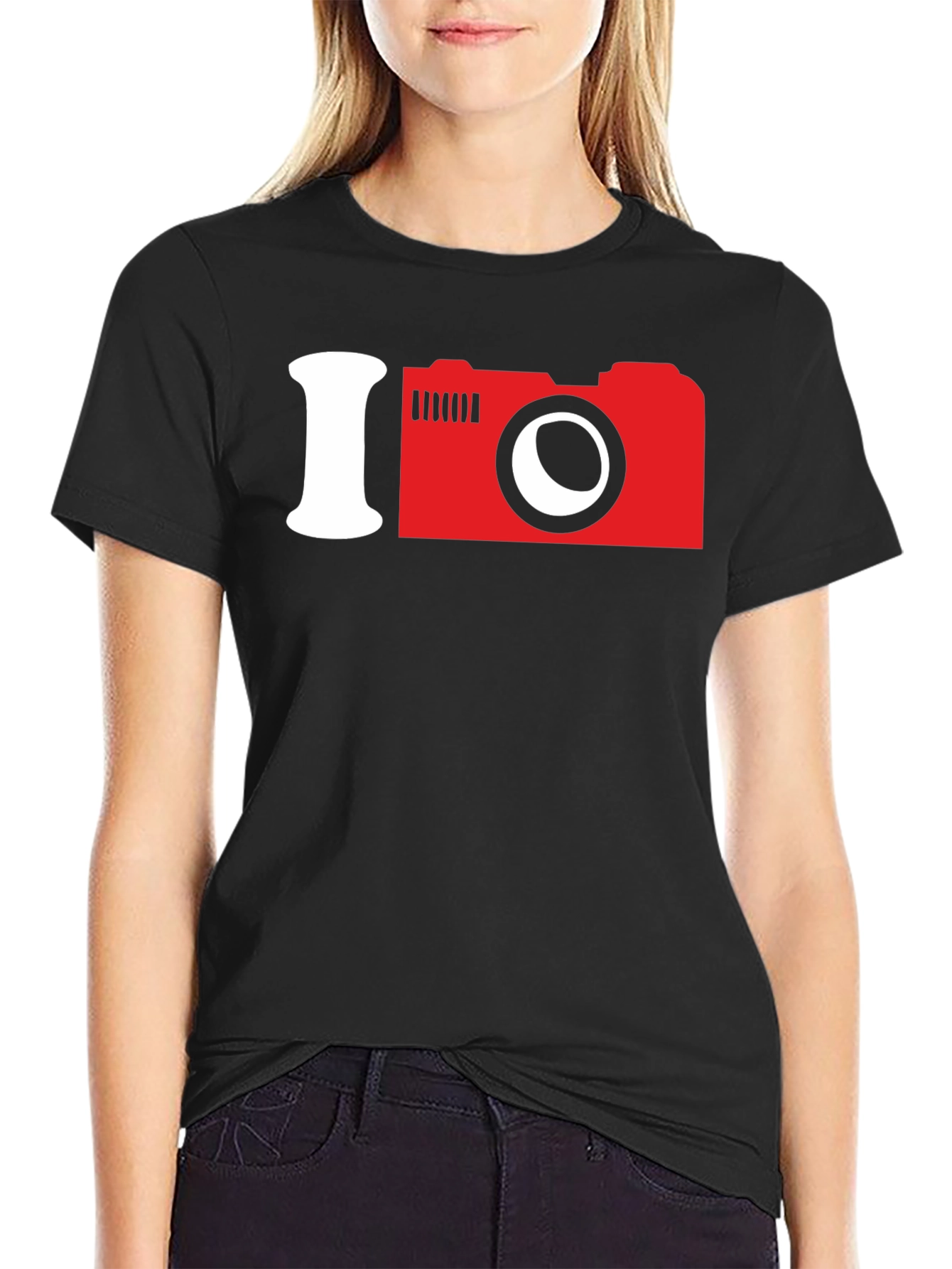 Black I Camera Graphic Tee - Photo Lover Shirt view 2