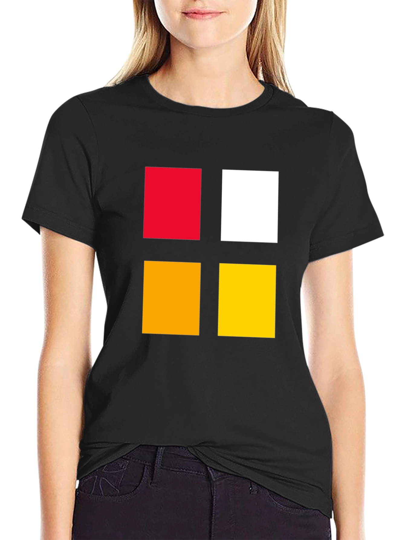 Black Colorful Block Graphic Tee - Bold & Modern Design view 2