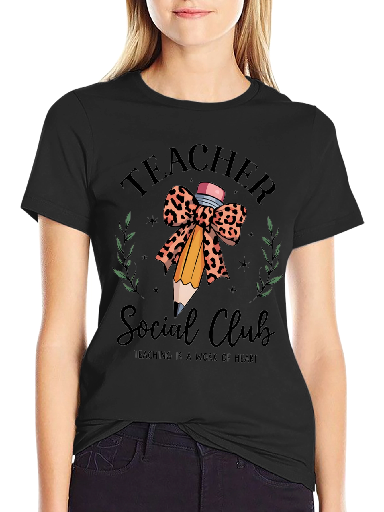 Black Teacher Social Club Tee - Teaching is a Work of Heart view 2