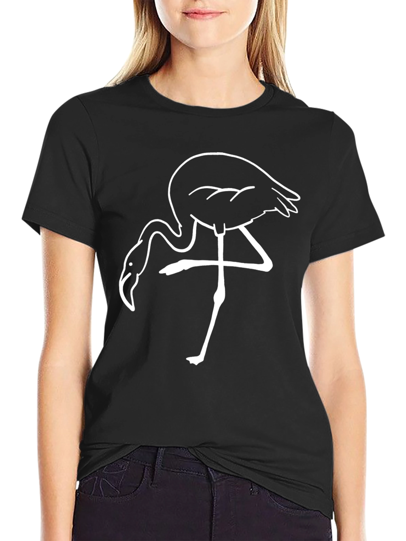Black Black Flamingo Graphic Tee - Quirky Style view 2