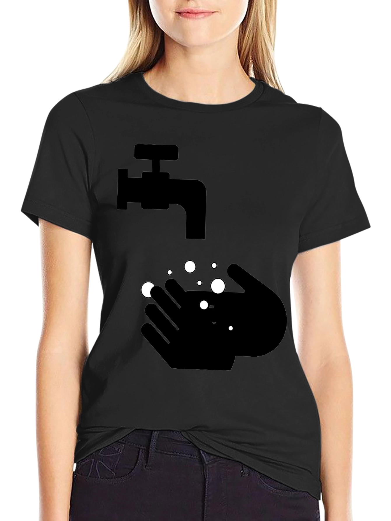 Black Wash Your Hands Graphic Tee - Black view 2