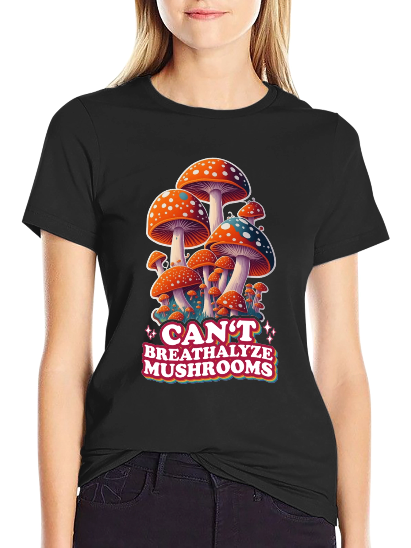 Black Mushroom Graphic T-Shirt view 2