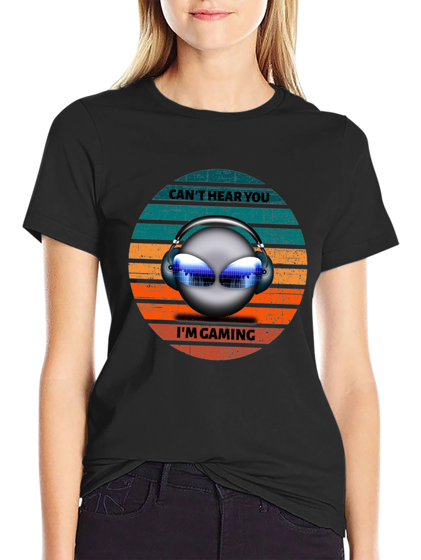 Black Can't Hear You I'm Gaming T-Shirt view 2