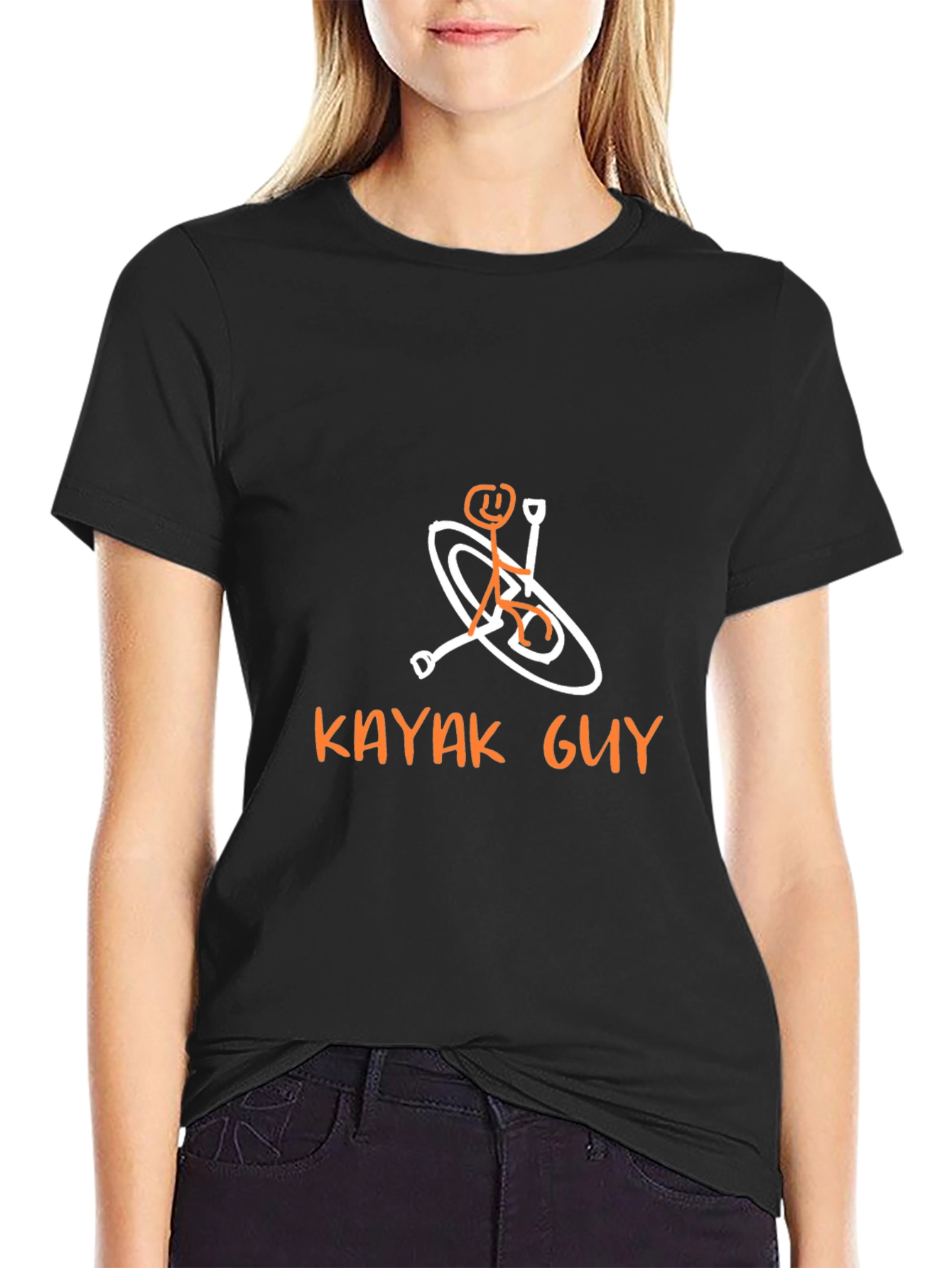 Black Kayaking Stick Figure Graphic Tee - Black view 2