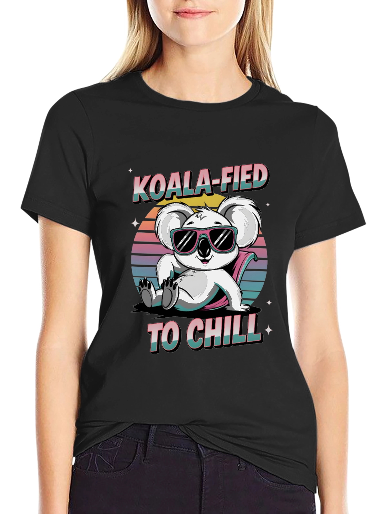 Black Koala-fied To Chill Graphic T-Shirt view 2