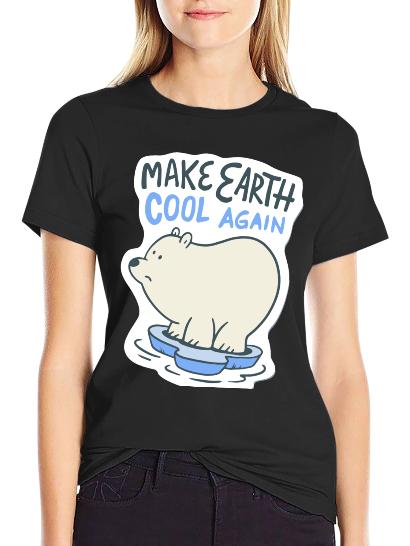 Black Make Earth Cool Again Polar Bear T-Shirt view 2