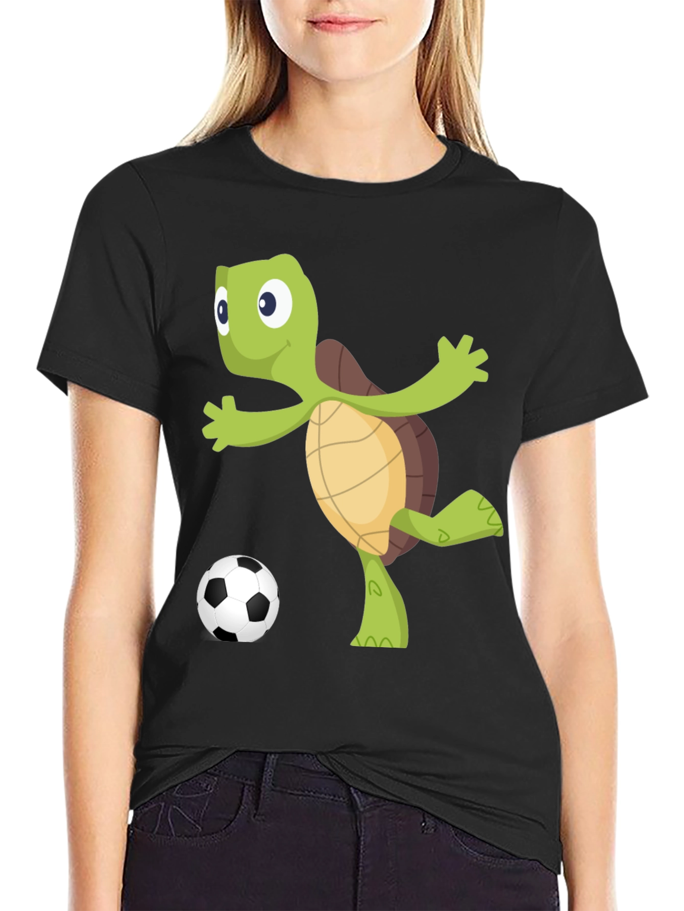 Black Turtle Soccer Fan T-Shirt view 2