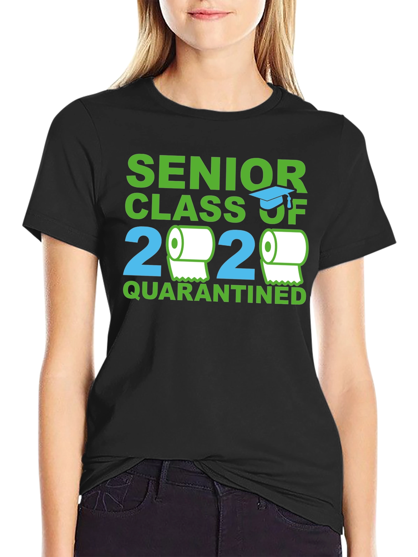 Black Senior Class 2020 Quarantined Novelty T-Shirt view 2