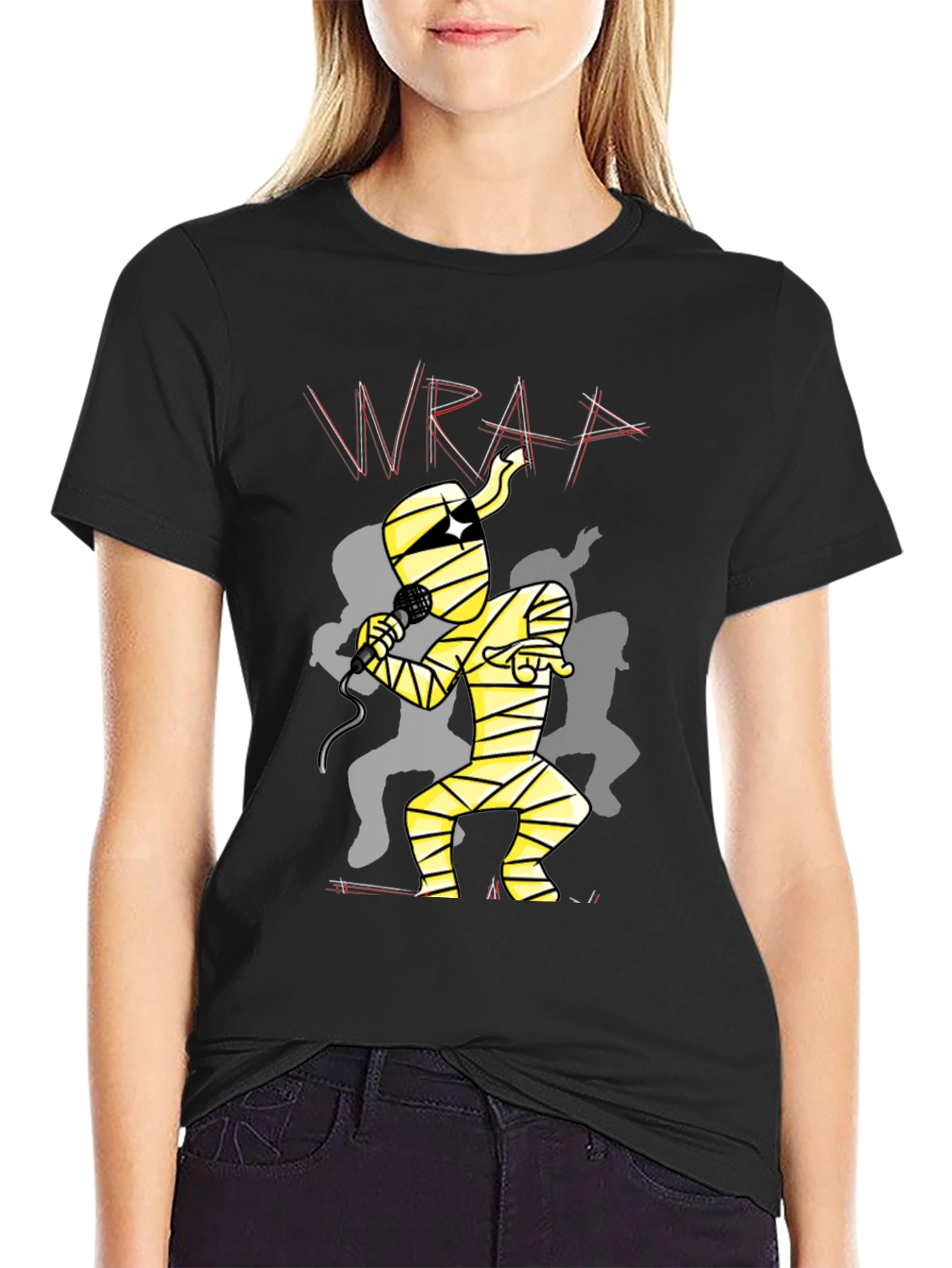 Black Mummy Rapper Graphic Tee - Black Cotton T-Shirt view 2