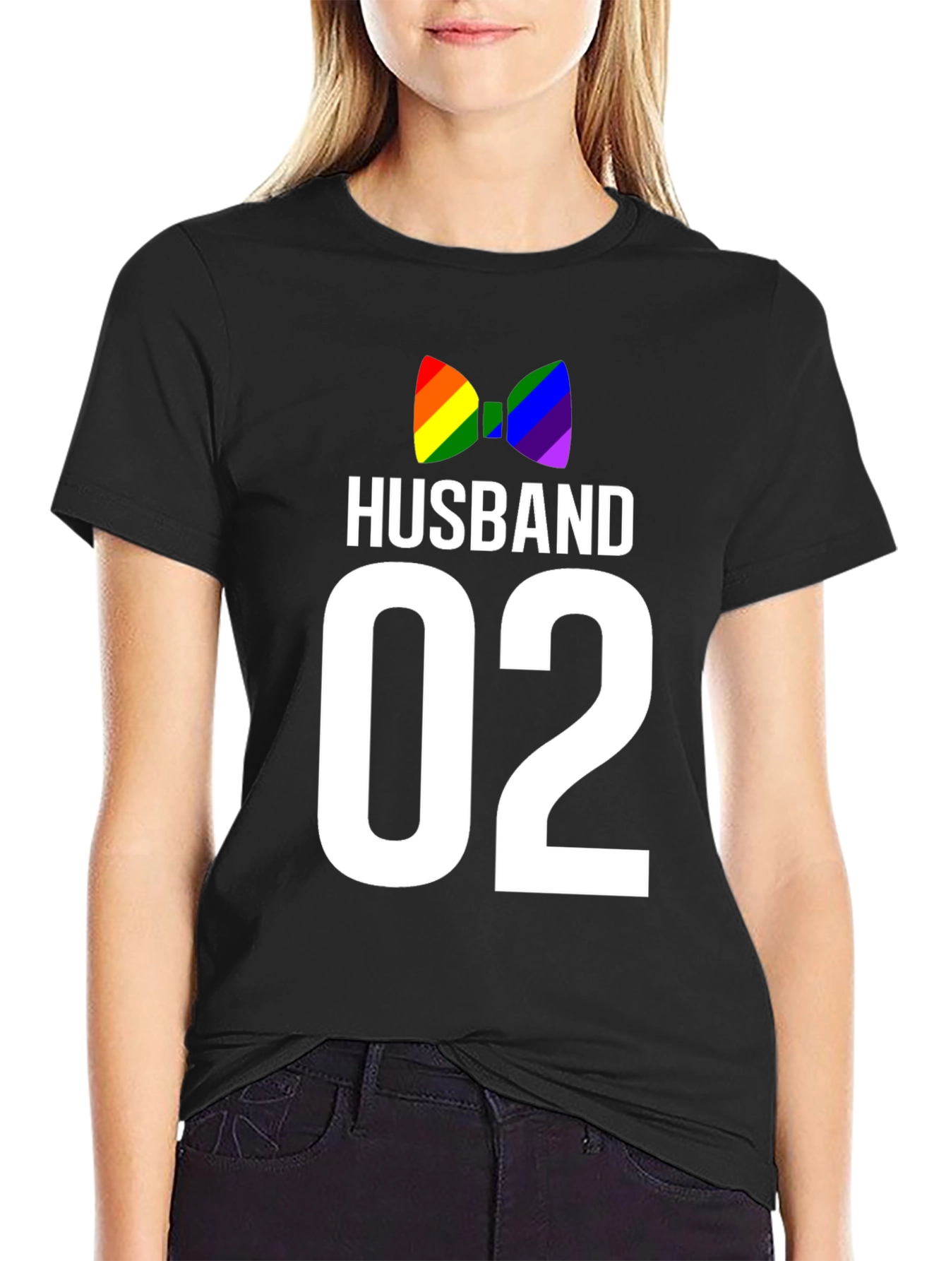 Black Husband 02 LGBT Pride Bow Tie Graphic Tee view 2