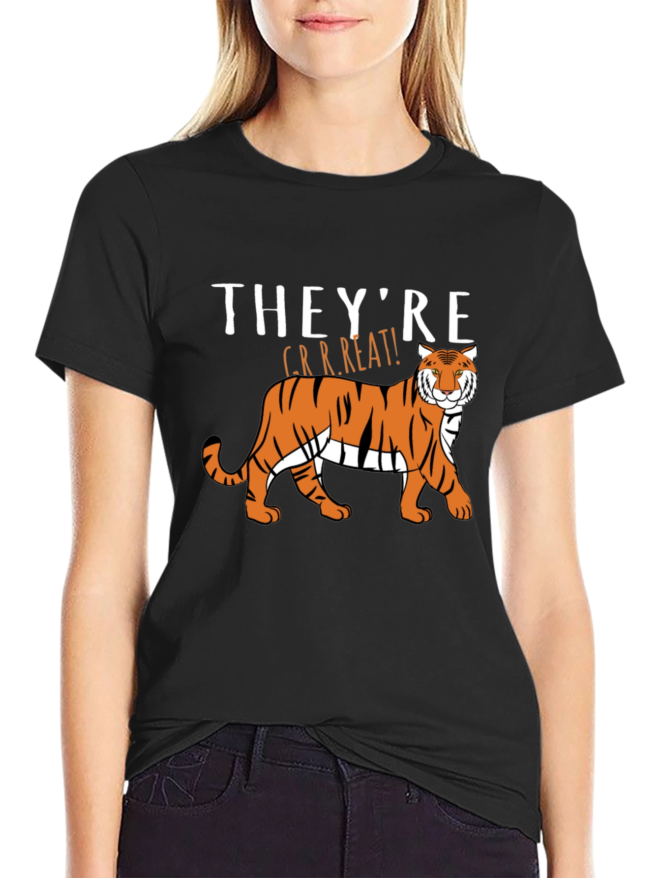 Black They're GRRREAT! Tiger Graphic T-Shirt view 2