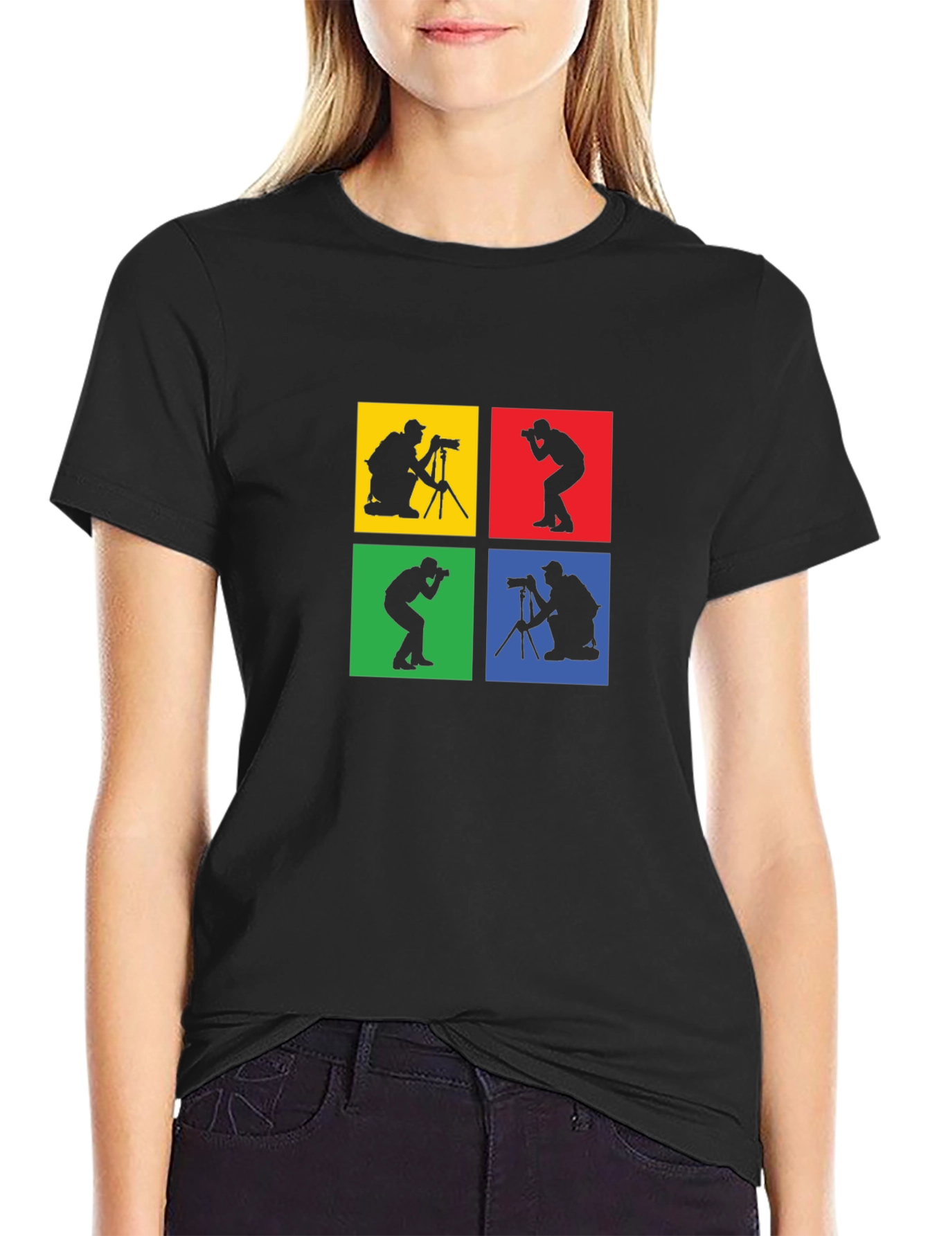 Black Photographer Silhouette Graphic T-Shirt view 2